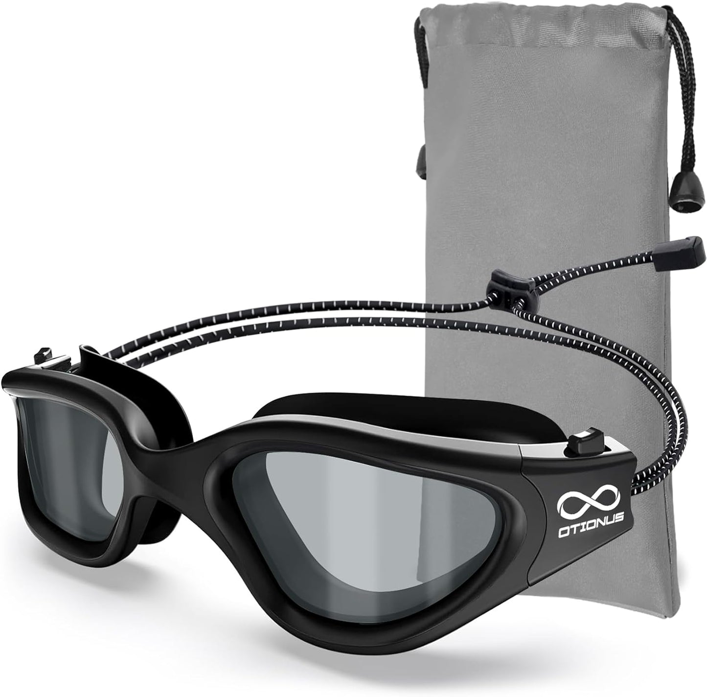 Swim Goggles, Polarized Adult Swimming Goggles Bungee Strap No Hair Pulling Anti-fog Pool Goggles for Men Women