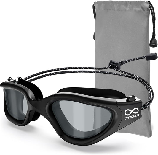 Swim Goggles, Polarized Adult Swimming Goggles Bungee Strap No Hair Pulling Anti-fog Pool Goggles for Men Women