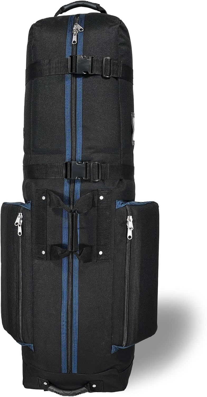 CaddyDaddy Constrictor Soft-Sided Golf Travel Bag Cover with Thick Dense Foam Padded Top 1 Year Full Travel Bag Replacement Coverage | Wheels & Lockable Zippers Case for Transporting Clubs on Airlines