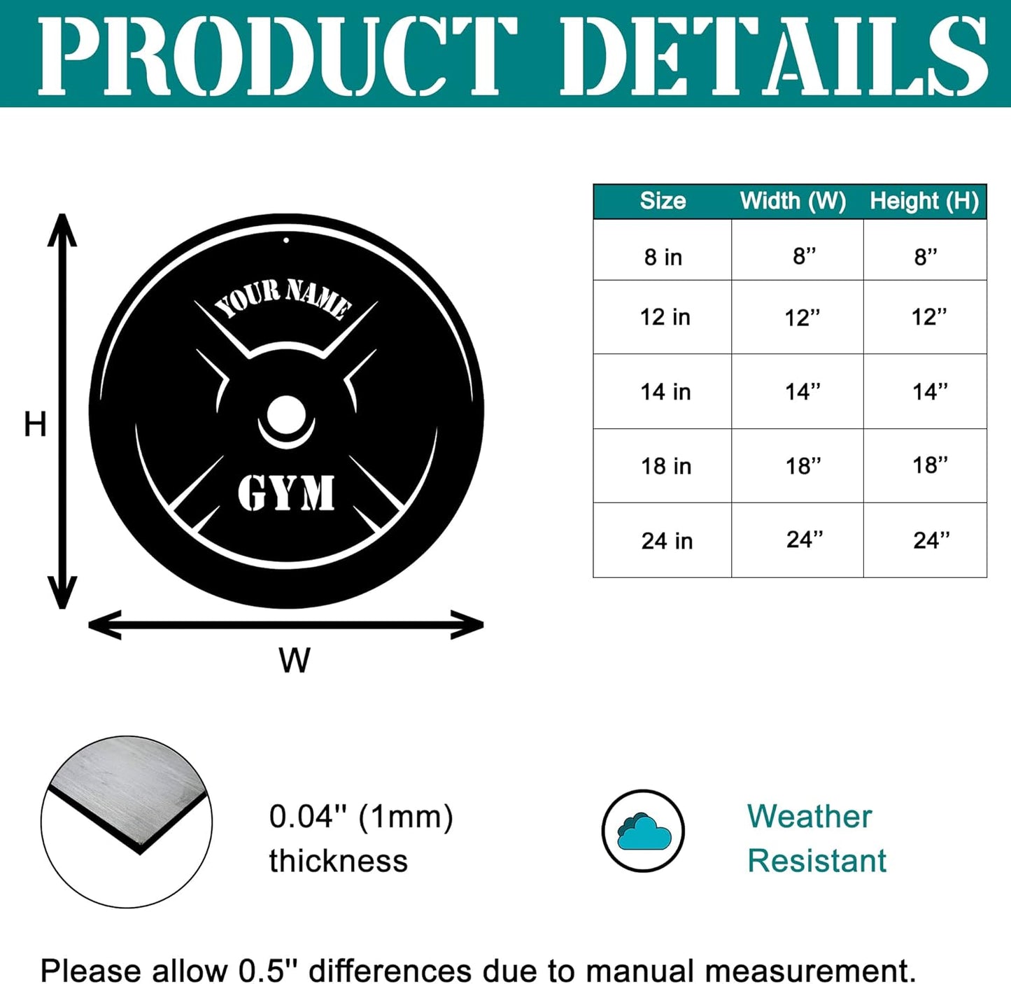 Personalized Home Gym LED Tin Metal Sign Multiple Sizes, Gym Sign Wall Decor, Exercise Workout Room Decor Fitness Center, Motivational Inspirational Hanging Wall Art Wall Plaque (05 w/lights)