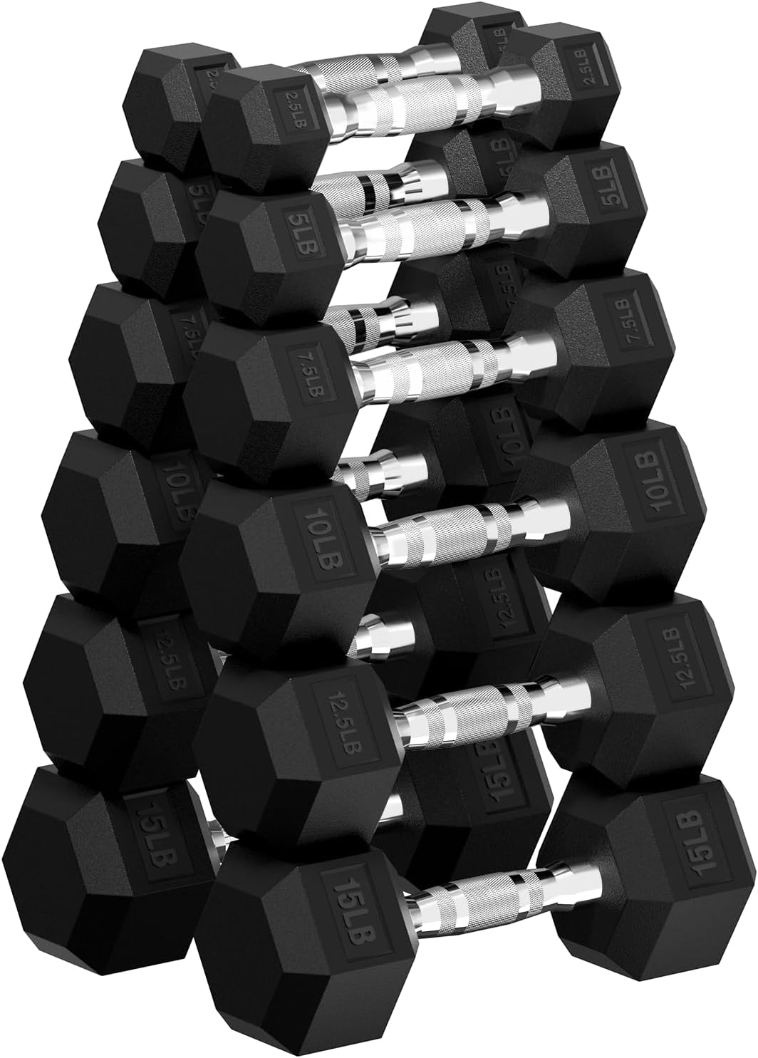 Hex Dumbbell Set, 45-400 lb Set Rubber Encased Exercise & Fitness Dumbbells, Weights Dumbbells Set, Hand Weight for Strength Training