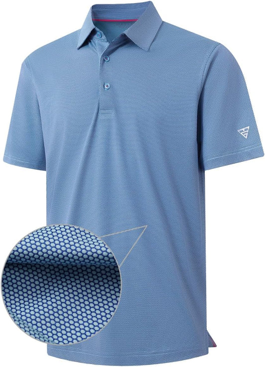M MAELREG Golf Shirts for Men Dry fit Sports Jacquard Lightweight Performance Texture Short Sleeve Collared Polo Shirts