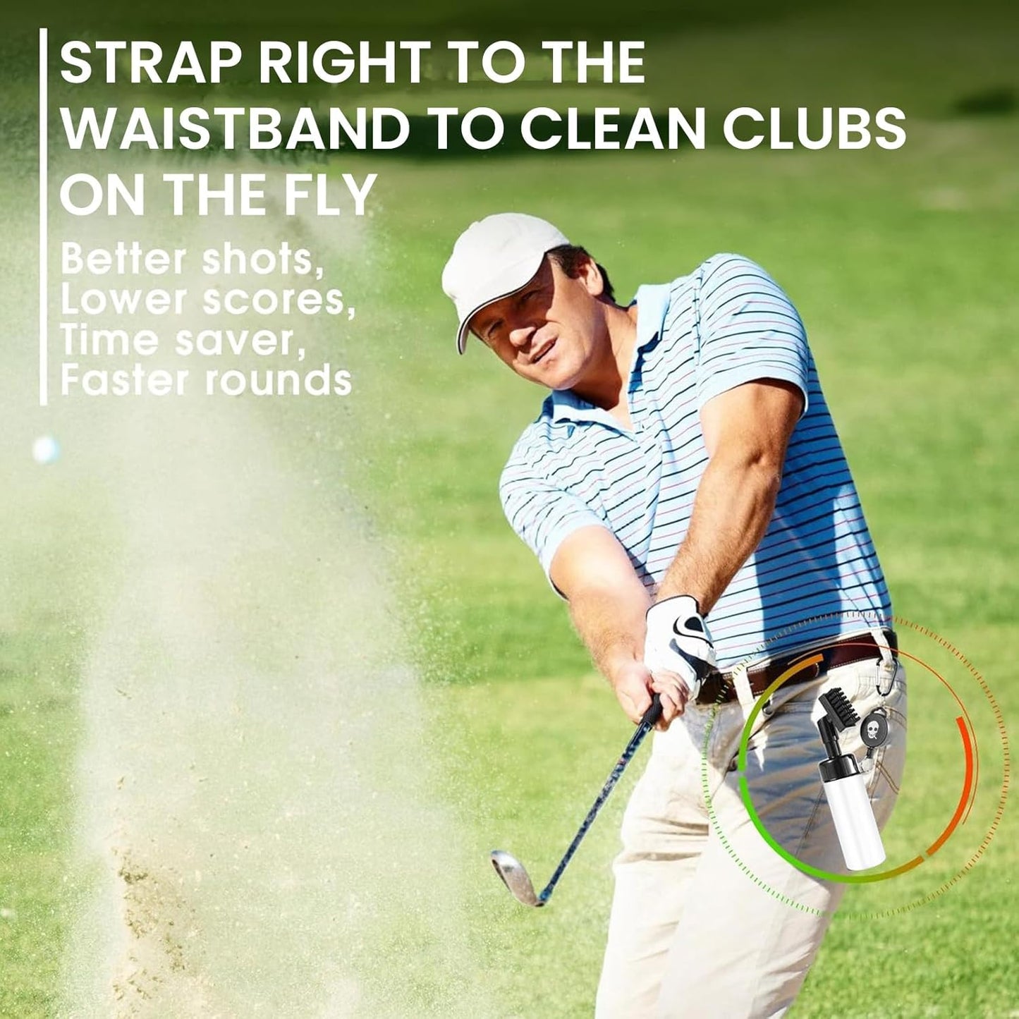 Golf Club Clean Brush Towel Value Set with Strong Magnetic Retractable Carabiner, Squeeze Water Bottle Microfiber Absorbent Towel for Golf Bags Accessory Iron Care Men Women