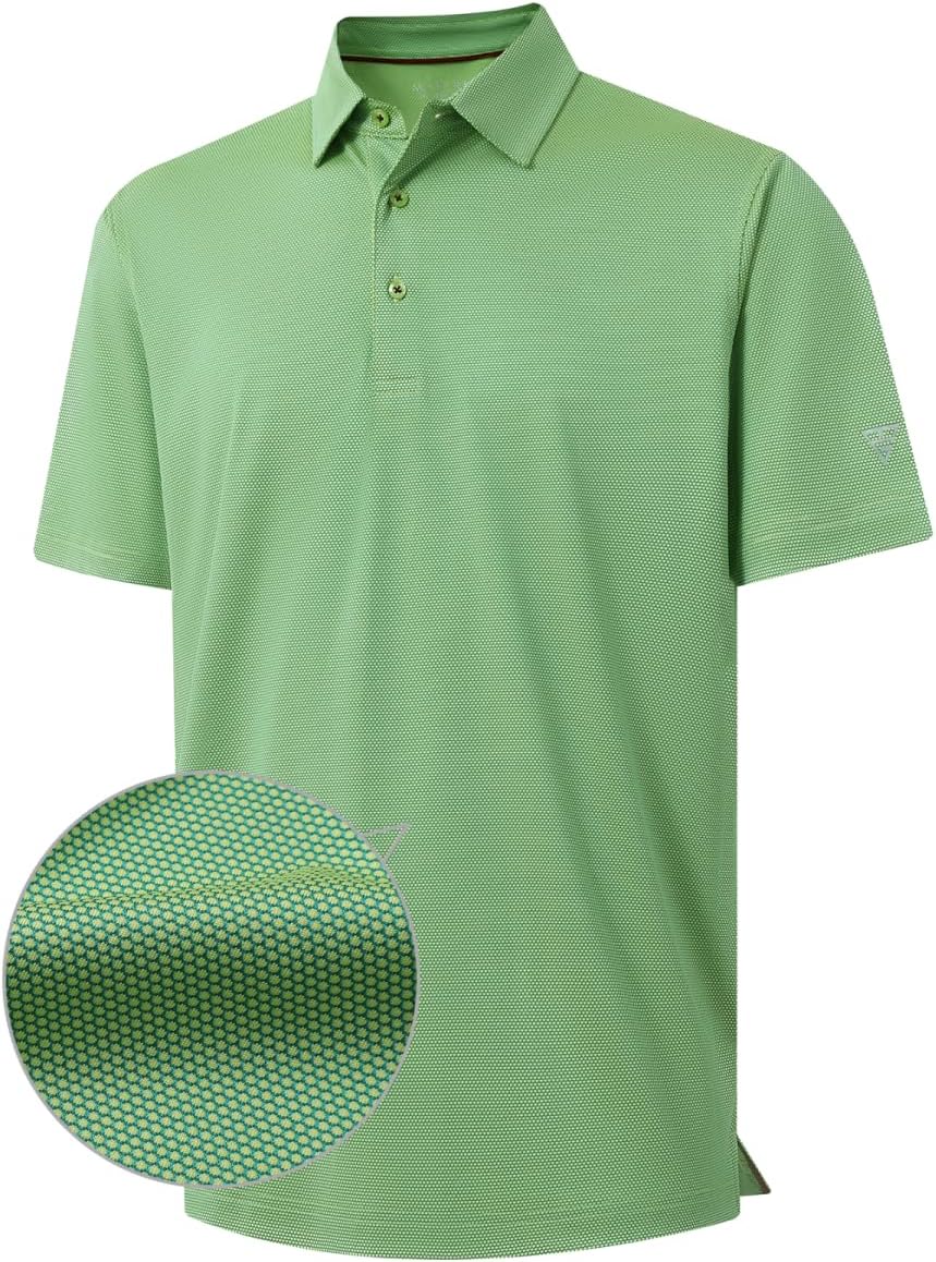 M MAELREG Golf Shirts for Men Dry fit Sports Jacquard Lightweight Performance Texture Short Sleeve Collared Polo Shirts