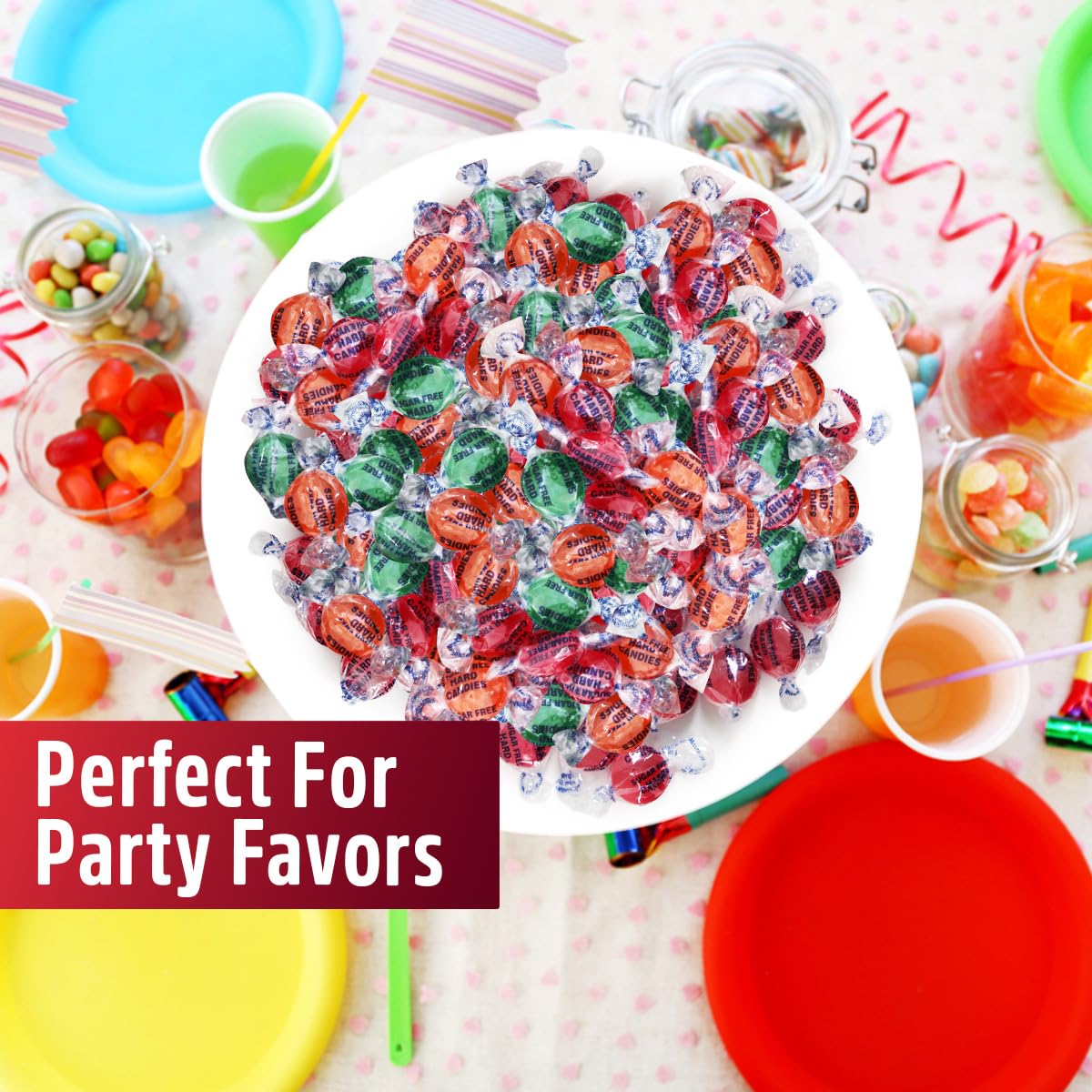 Sweetside Assorted Hard Candy Sugar Free, 1lb Pack of Bulk Hard Candy Individually Wrapped, Perfect Sugar Free Hard Candies for Candy Bowls, Party Favors, Office Treats, Halloween Candy and Gift Assortments