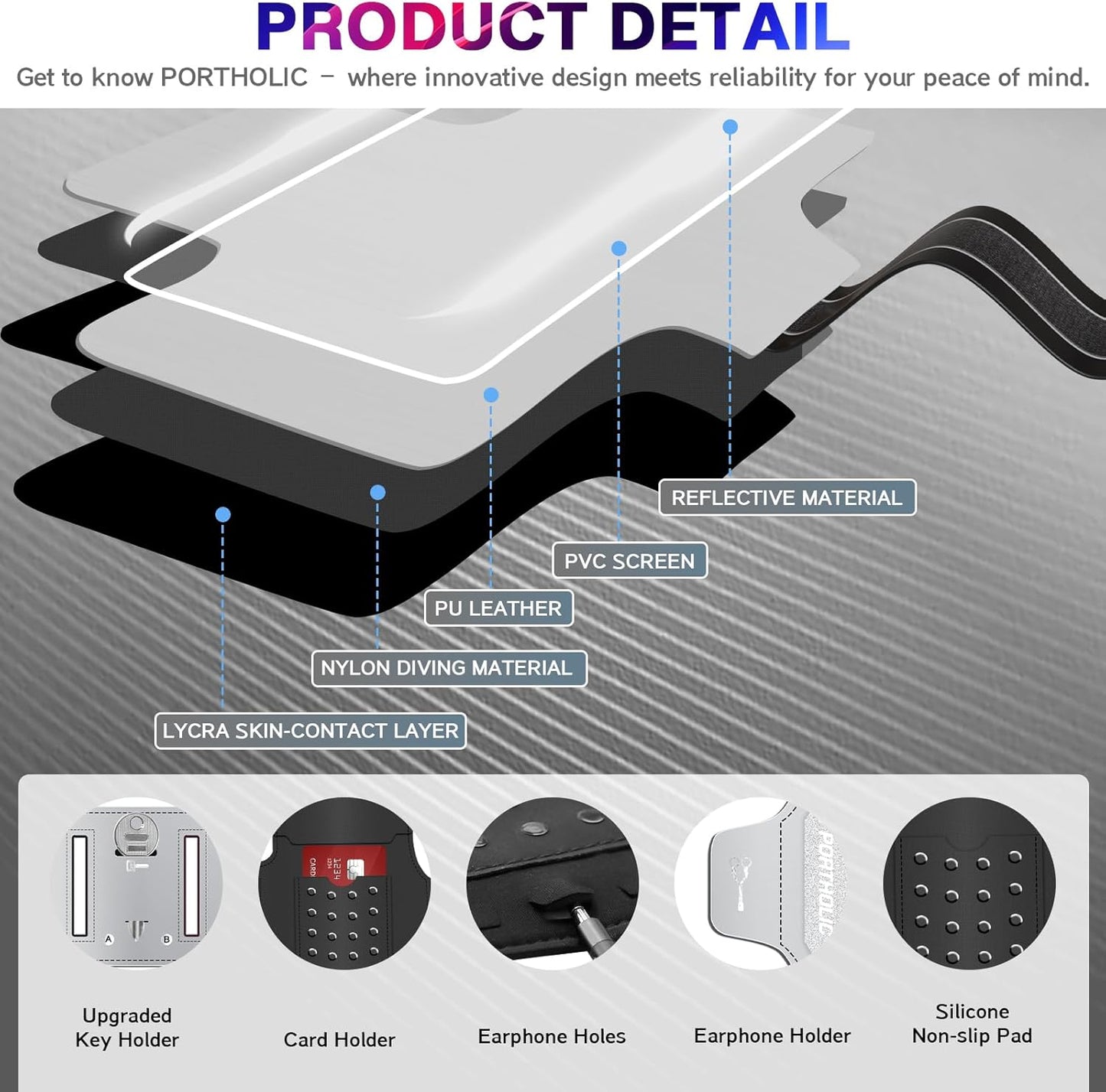 PORTHOLIC 2025 Running Armband Water Resistant Sports Phone Holder Case with Extension Strap, Key Card Slot Up to 6.9" Phone for iPhone 17/16/15/14/13 Plus Air Pro Max XR/XS, Galaxy S25/24/S10