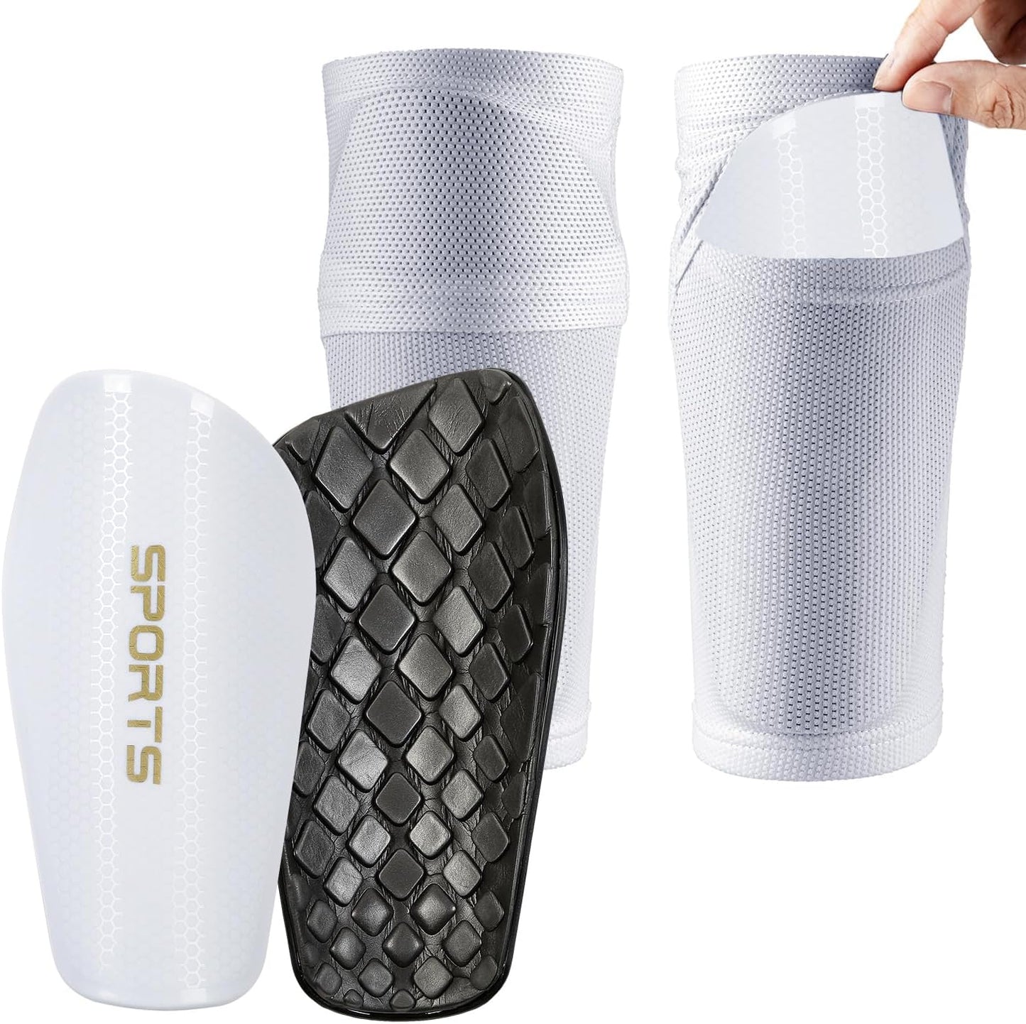 Soccer Shin Guards for Kids Youth and Shin Guard Sleeves Children's Calf Protectors for Boys Girls Kids Teenagers 3-5,5-10,10-15 Years Old Children