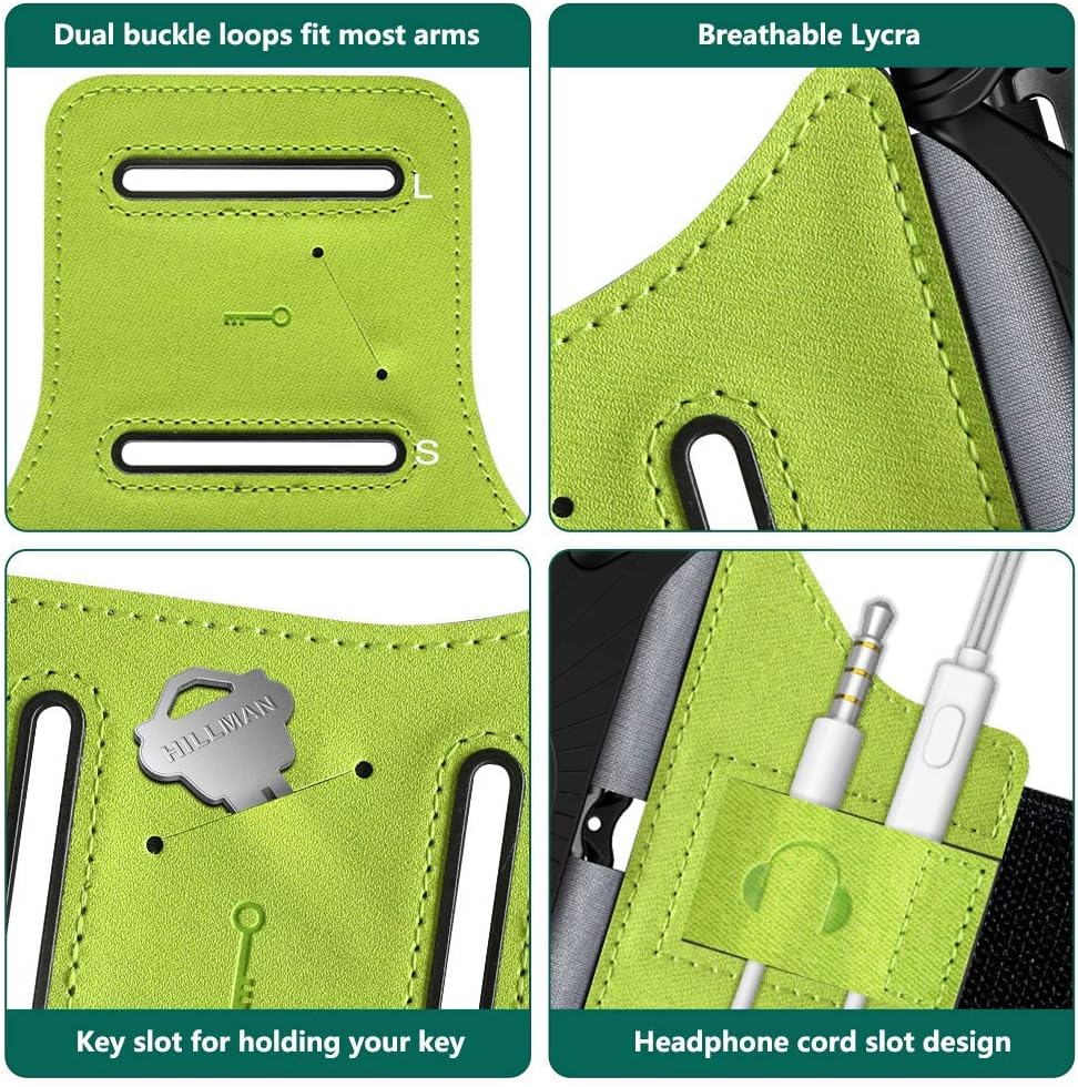 VUP Running Armband 360°Rotatable for iPhone 13/Pro Max/Pro/Mini/12/11/SE/Xs/XR/X/8/7/Plus, Fits All 4-6.7 Inch Smartphones, with Key Holder Phone Armband for Running Hiking Biking (Green)