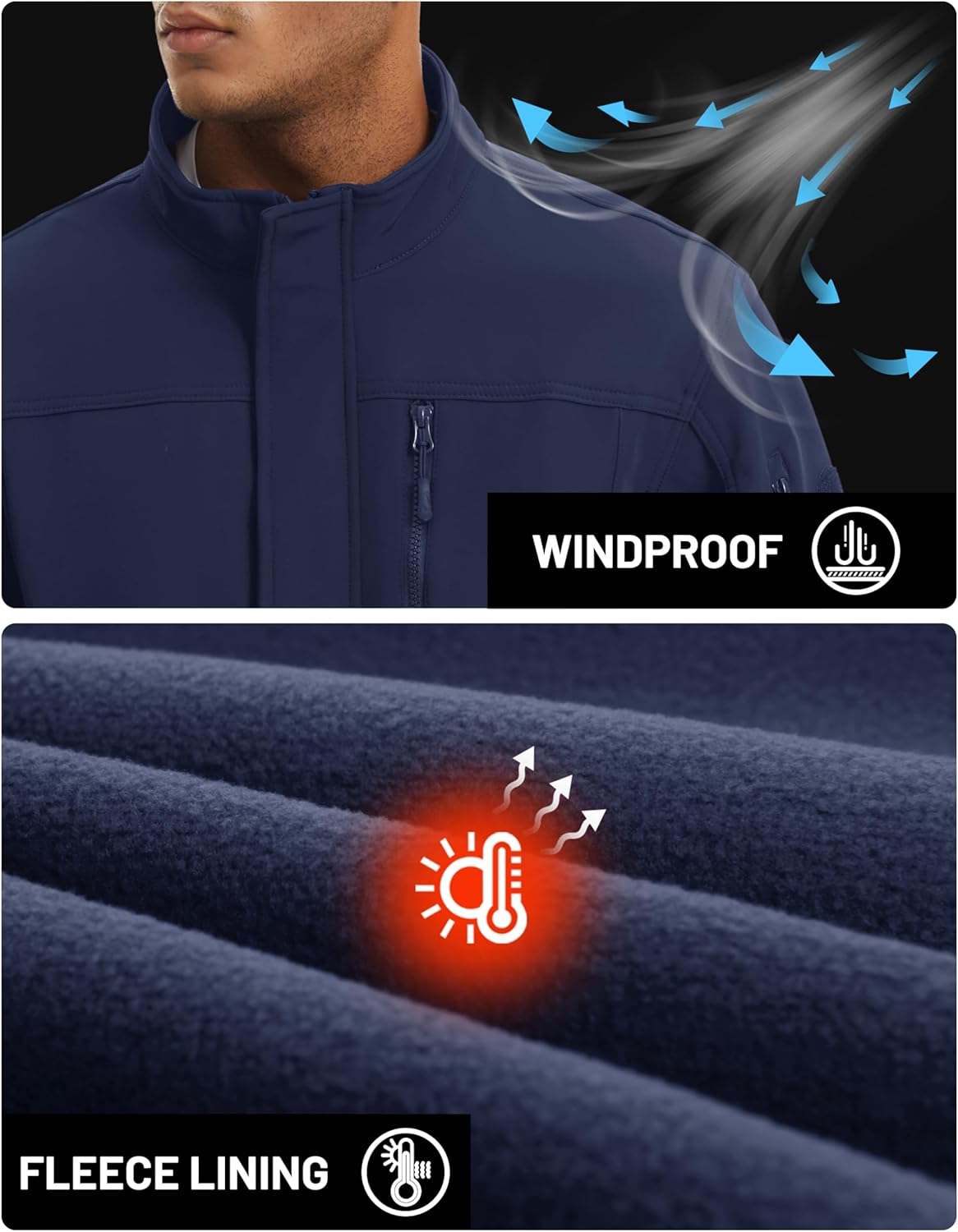 TACVASEN Men's Tactical Softshell Jacket Fleece Lined Water Resistant Windbreaker Military Lightweight Coat for Hiking