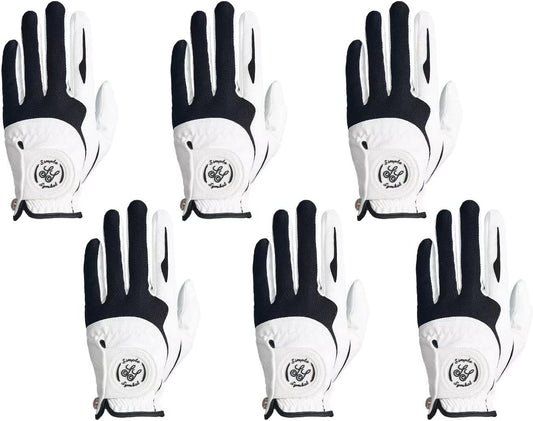 Men's Golf Glove Premium Synthetic Leather,Net Fabric,Stable Grip,Six Pack Value Left Hand Right Hand（Left is Wear on Left Hand,Right is Wear on Right Hand）