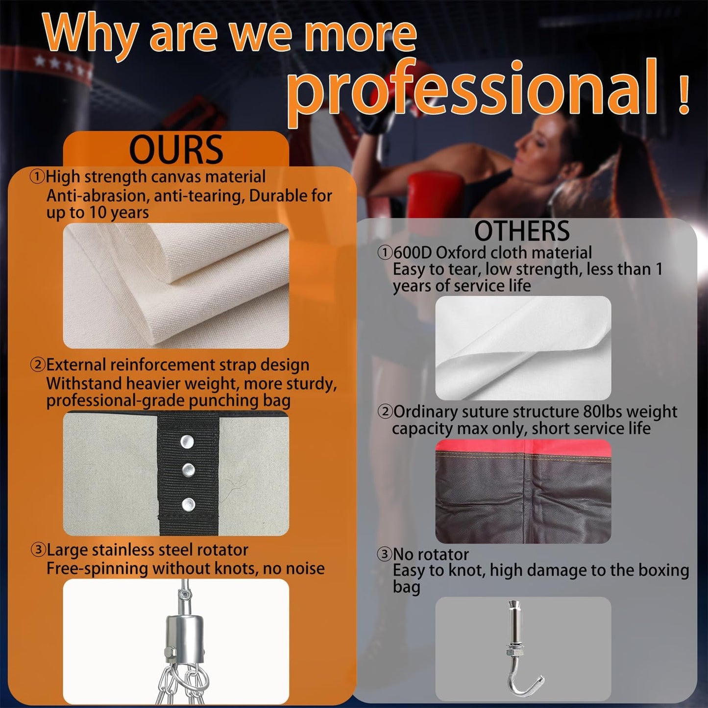 4FT Canvas Punching Bag for Adults, 2025 Upgraded Boxing Heavy Bag with 12oz Gloves for Kickboxing Muay Thai Max Load-Bearing 180 Lbs(Unfilled)