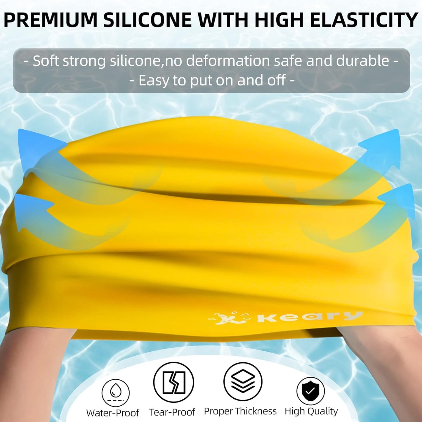 Keary Extra Large Swim Cap for Braids and Dreadlocks Extensions Weaves Long Hair, Waterproof Silicone Cover Ear Bath Pool Shower Swimming Cap for Adult Youth to Keep Hair Dry, Easy to Put On and Off