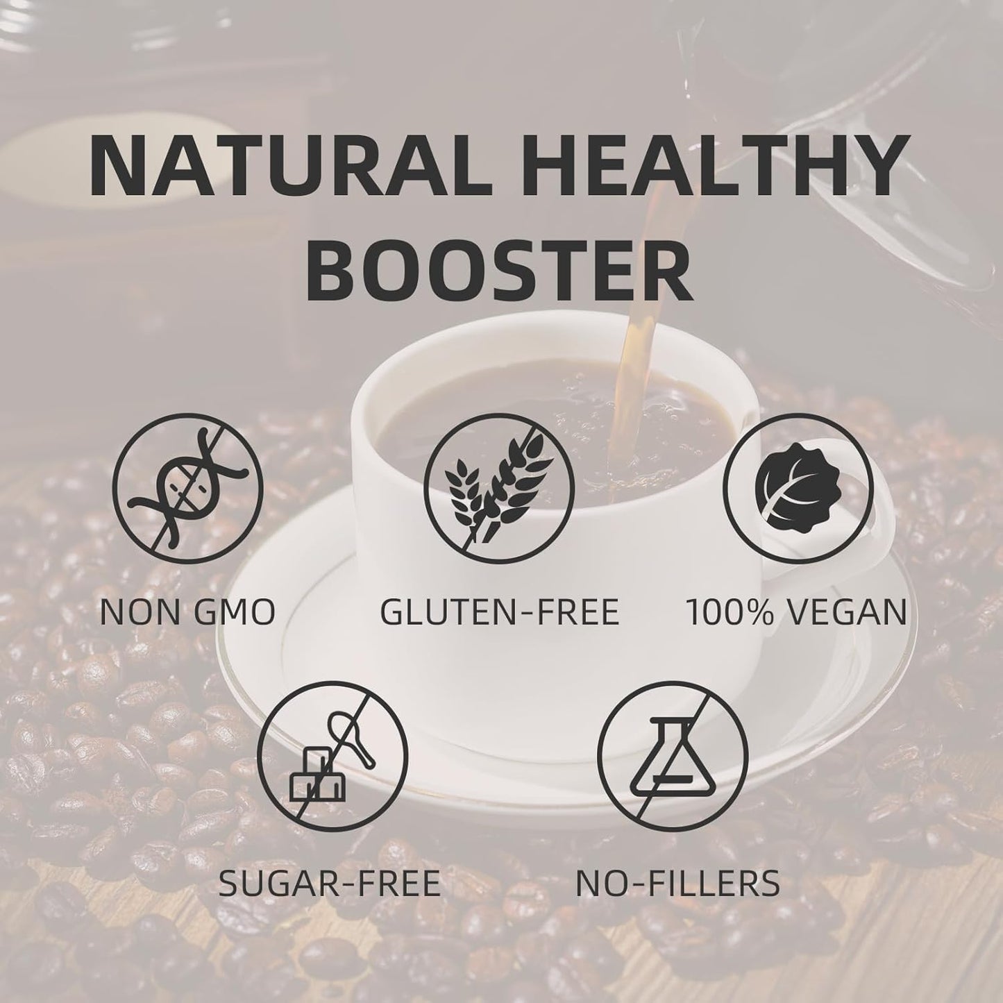 GANOHERB Reishi Mushroom Coffee Mix, Organic Instant Ganoderma Cafe with 100% Natural Ganoderma Lucidum Lingzhi Black Coffee for Stress Relief Better Focus Immune Support, Mix Flavor No Sugar 25 Bag