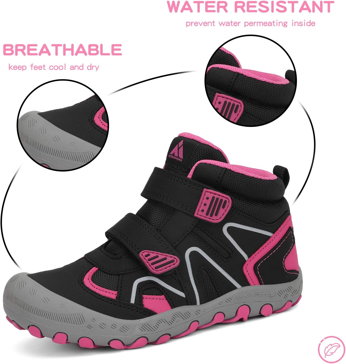 Mishansha Kids Water Resistant Hiking Boots, Boys Girls Anti Collision Anti-Skid Athletic Outdoor Adventure Trekking Shoes