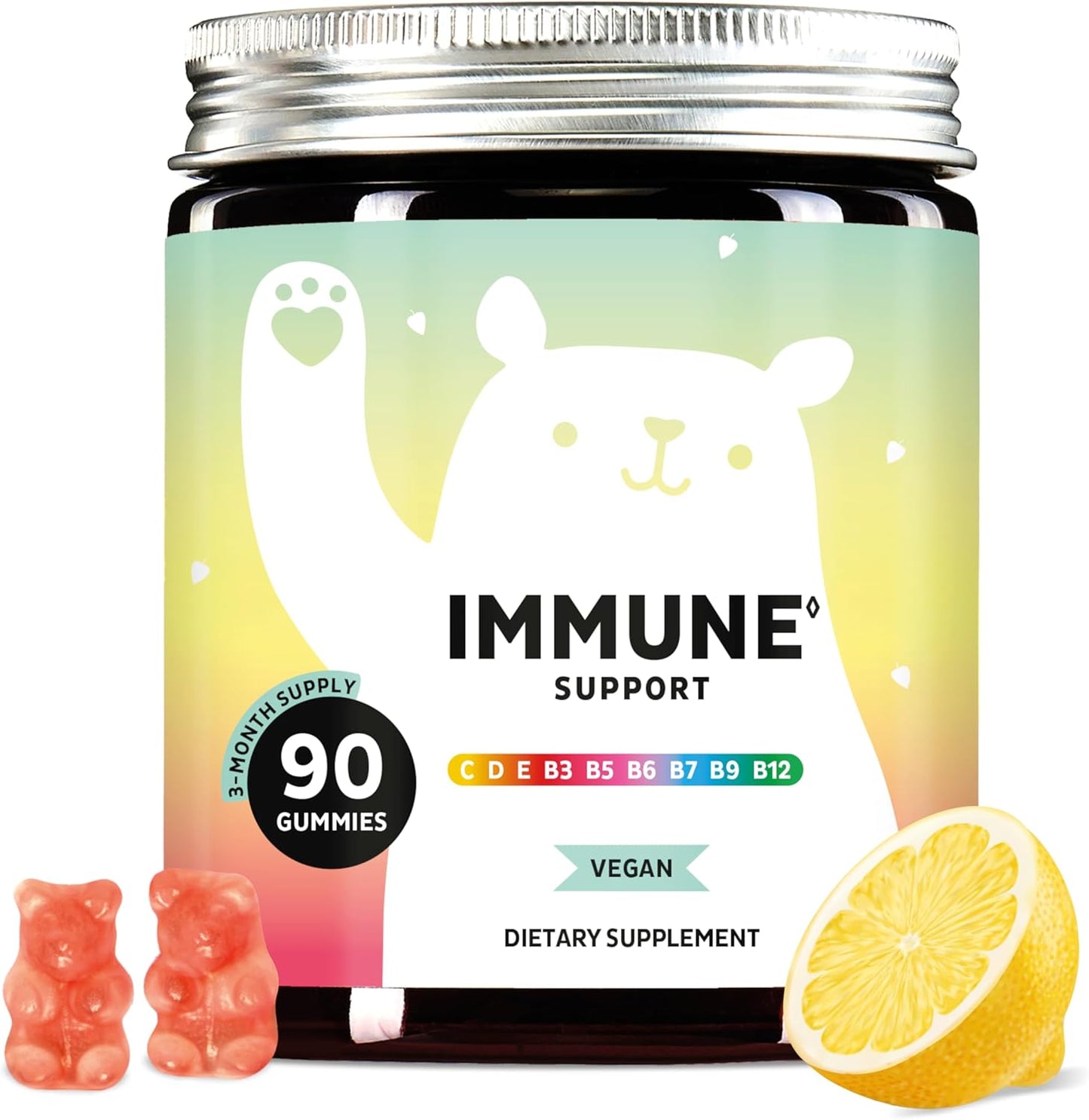 Immune Support Gummies – Vitamin C, D, B6 & B12 – Daily Immune Boost – Vegan, Naturally Flavored (90 Gummies)