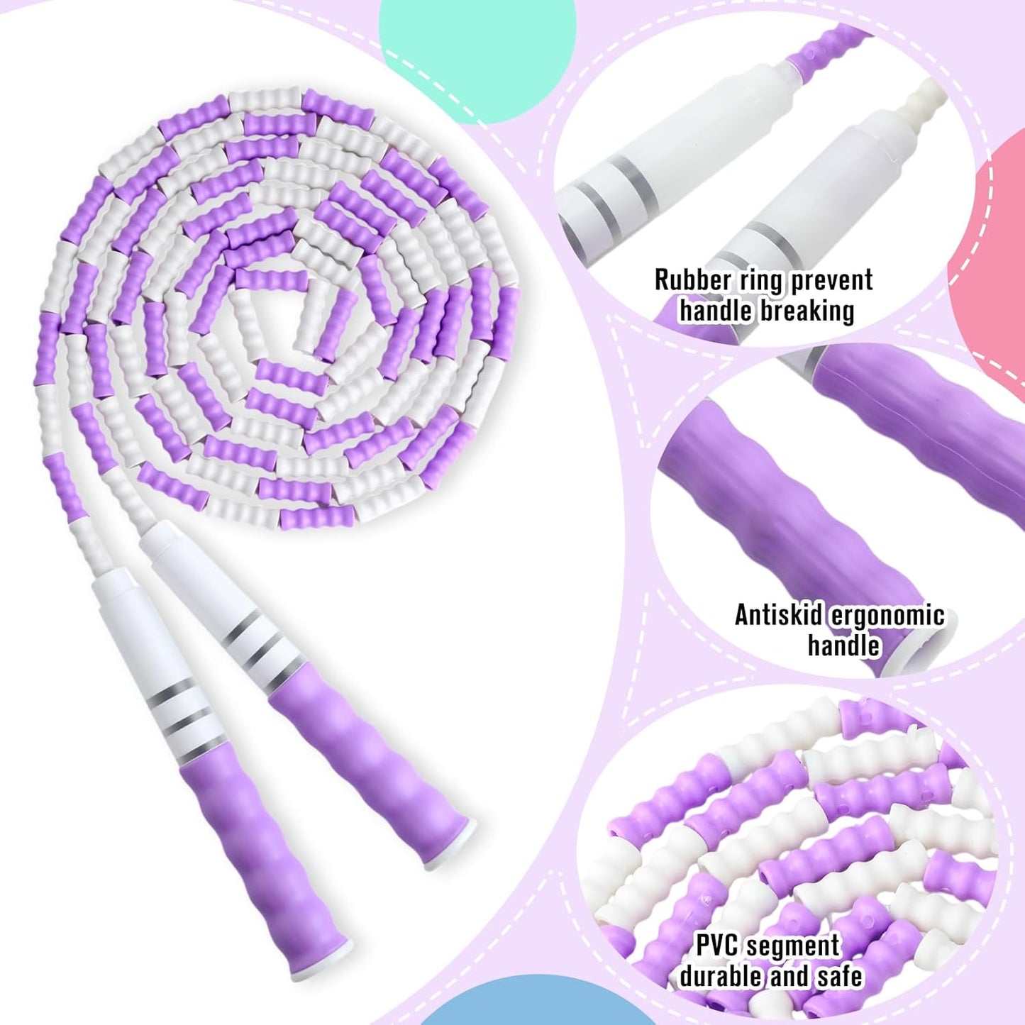 Yunsailing 20 Pack Jump Ropes for Adults Kids, 9.2 Feet Adjustable Length Free Segmented Skipping Rope Bulk Soft Beaded Jumping Ropes for Women Men Exercise Training Workout Weight Loss