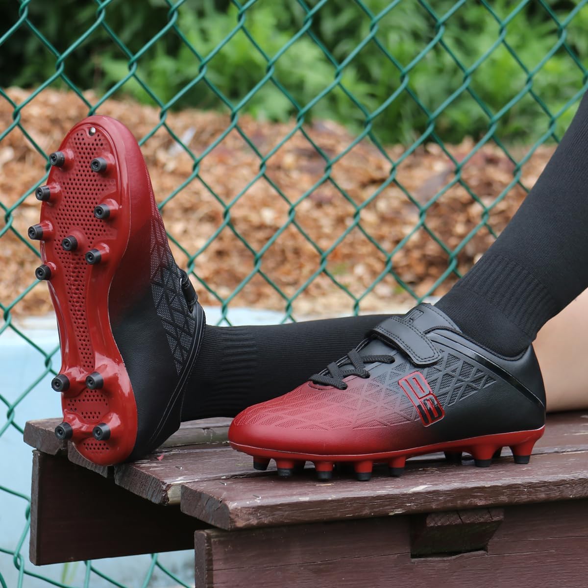 brooman Kids Firm Ground Soccer Cleats Boys Girls Athletic Outdoor Football Shoes