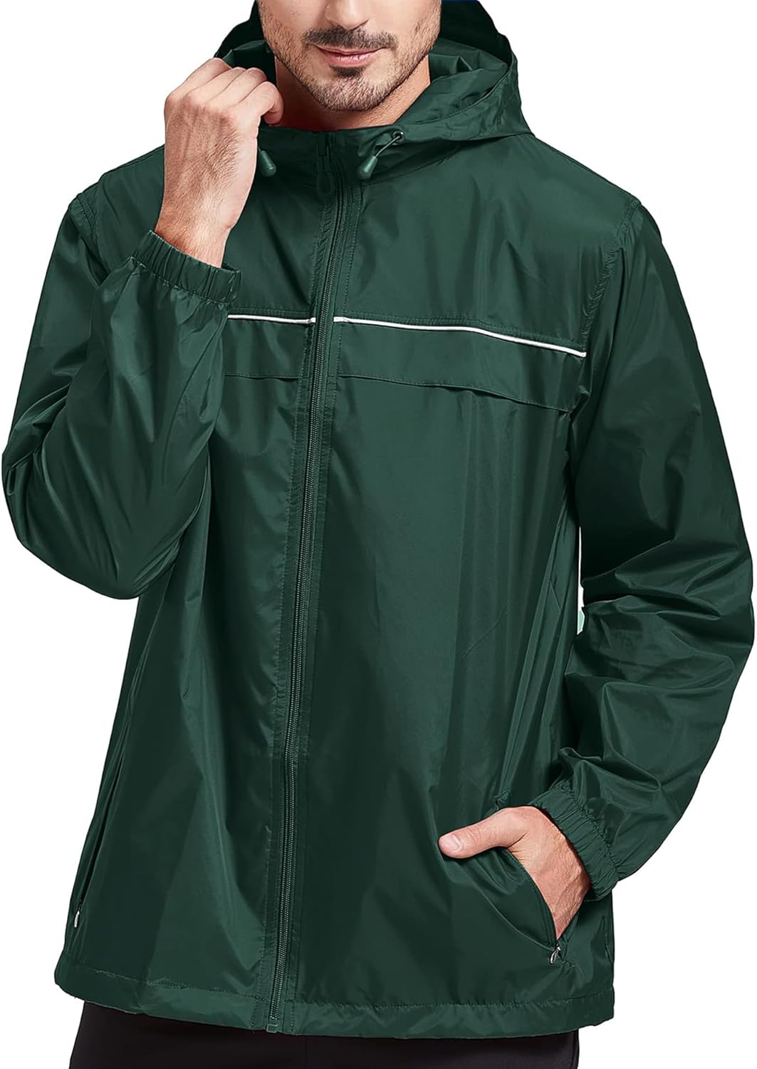 SWISSWELL Rain Jacket Men Waterproof Windbreaker, Lightweight Hooded Raincoat for Daily Casual