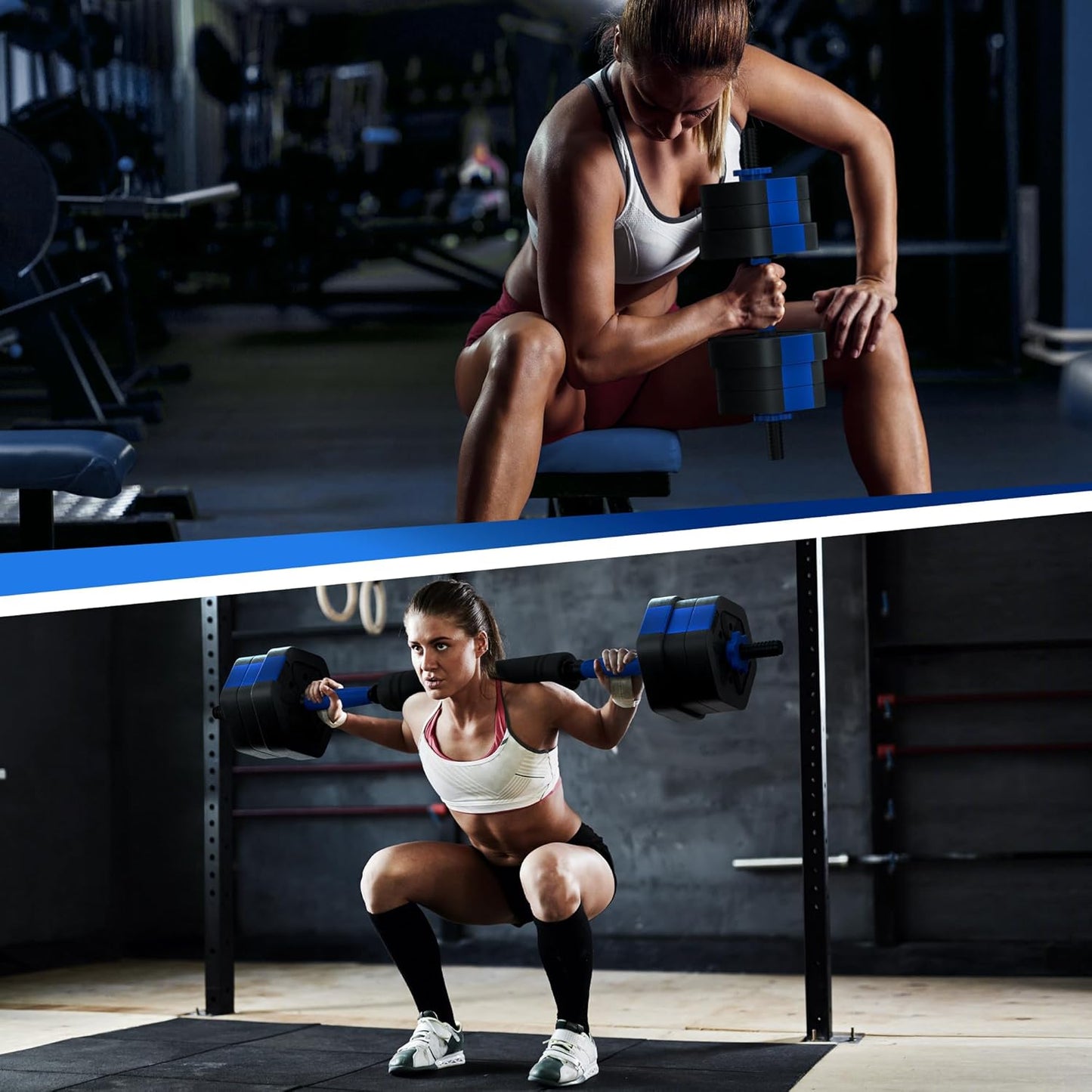 VIVITORY Dumbbell Sets Adjustable Weights, Free Weights with Connector, Non-Rolling Adjustable Dumbbell Set, Barbell for Home Gym, Hexagon, Cement Mixture