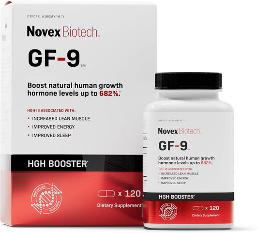 Novex Biotech GF-9 – HGH Boosting Supplement for Men – Workout Complex for Men – Support Energy, Endurance, Sleep, 120 Ct (30-Day Supply)