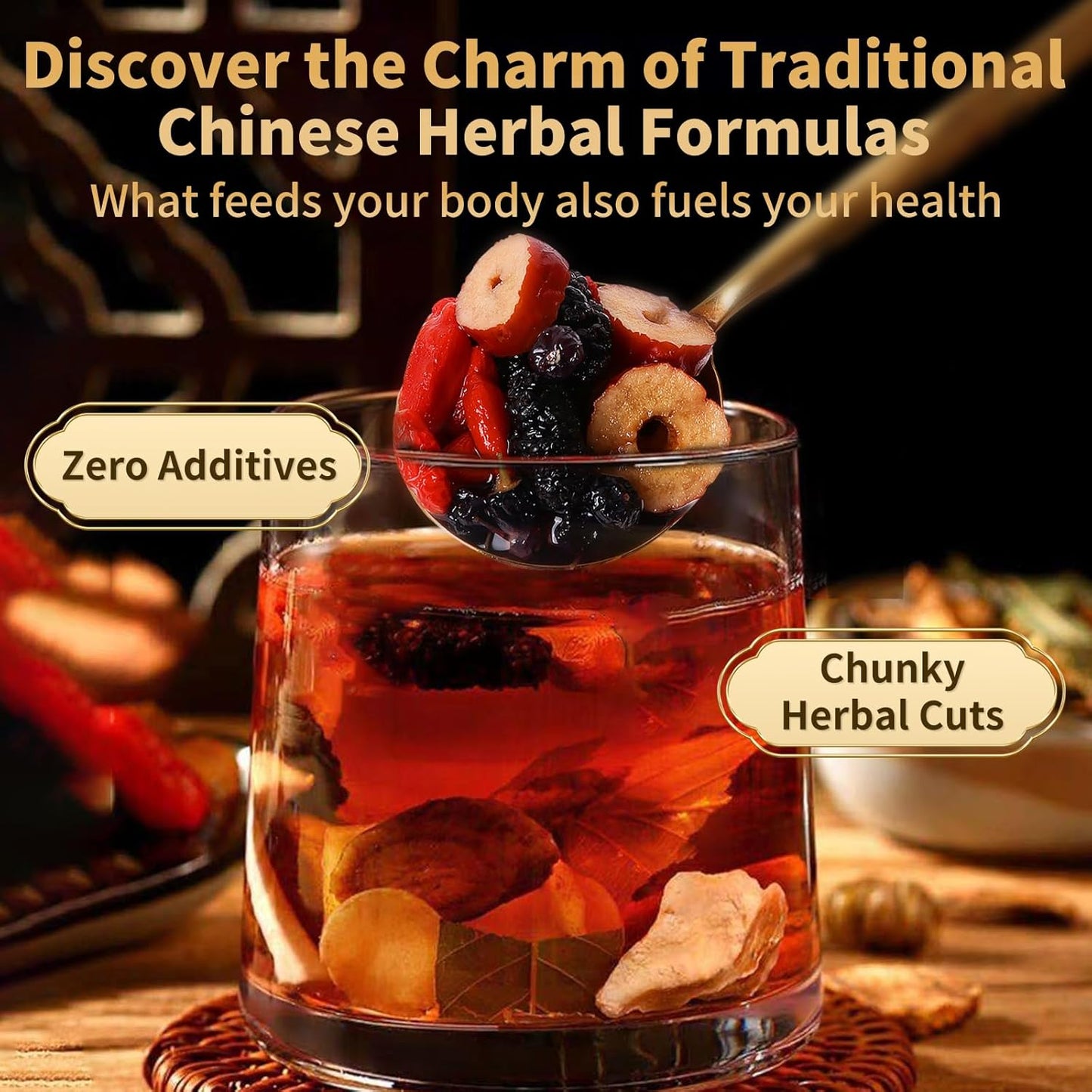 Fangkic Kidney Tea Formula Ginseng Six Treasure, (480g/1Box) 32 Packs Ginseng Five Treasure Aid Root Men's Kidney Cleanse Detox Tea, 7 Precious Organic Ingredient Formula, Chinese Herbal