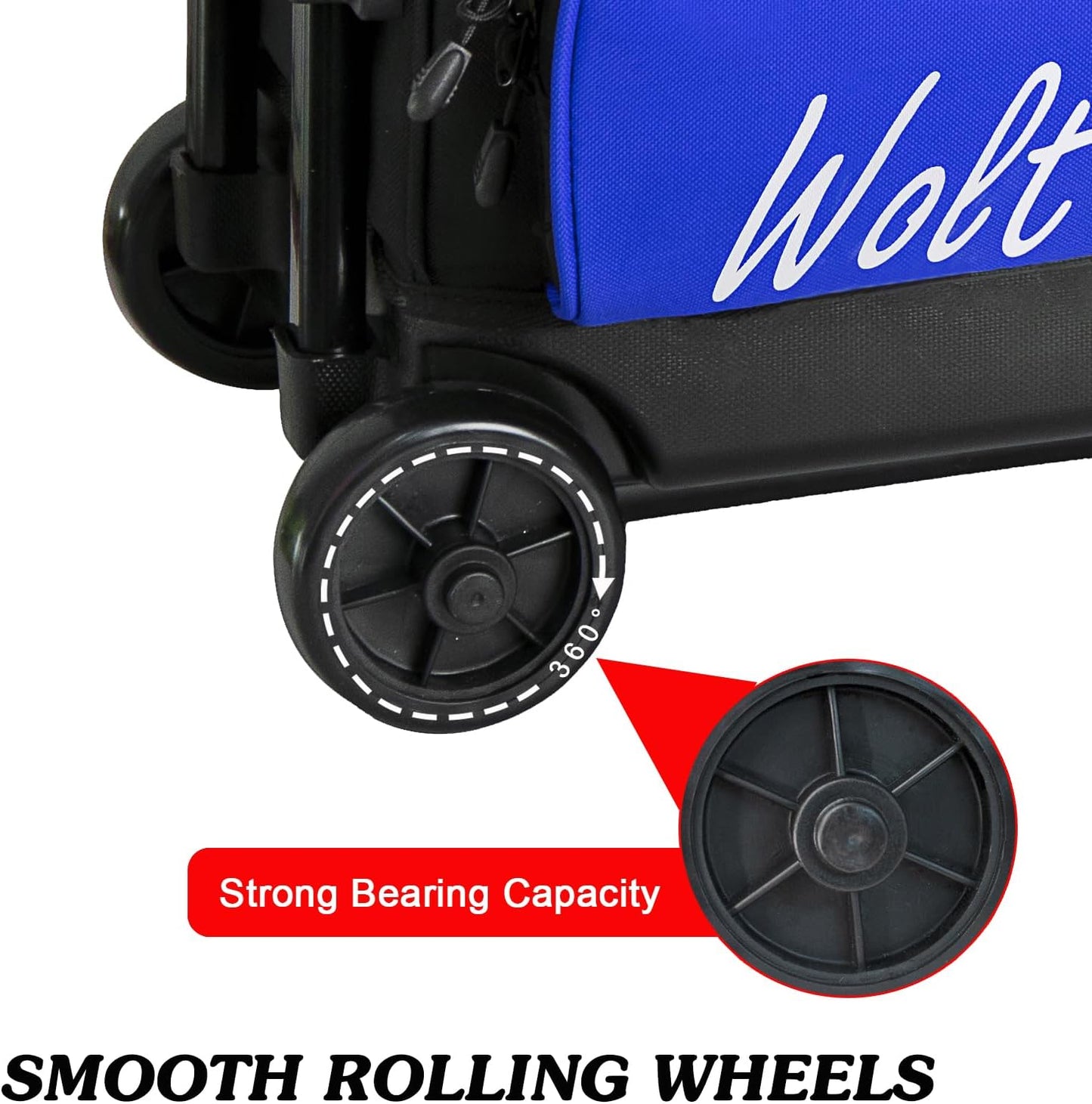 WOLT 3 Ball Bowling Bags with Wheels,Bowling Ball Bag 3 Ball Roller with Separate Shoe Compartment and Accessory Pocket, Retractable Handle Extends to 38’’