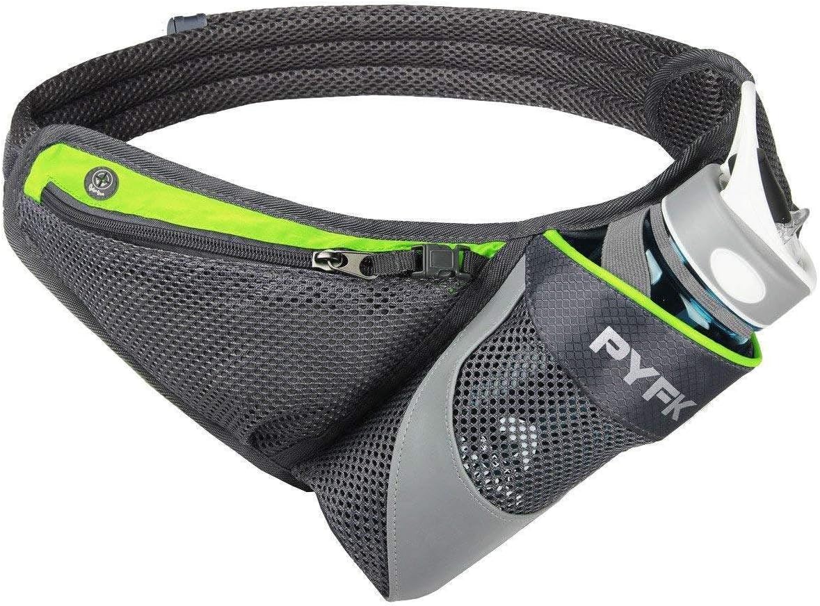 PYFK Running Belt Hydration Waist Pack with Water Bottle Holder for Men Women Waist Pouch Fanny Bag Reflective