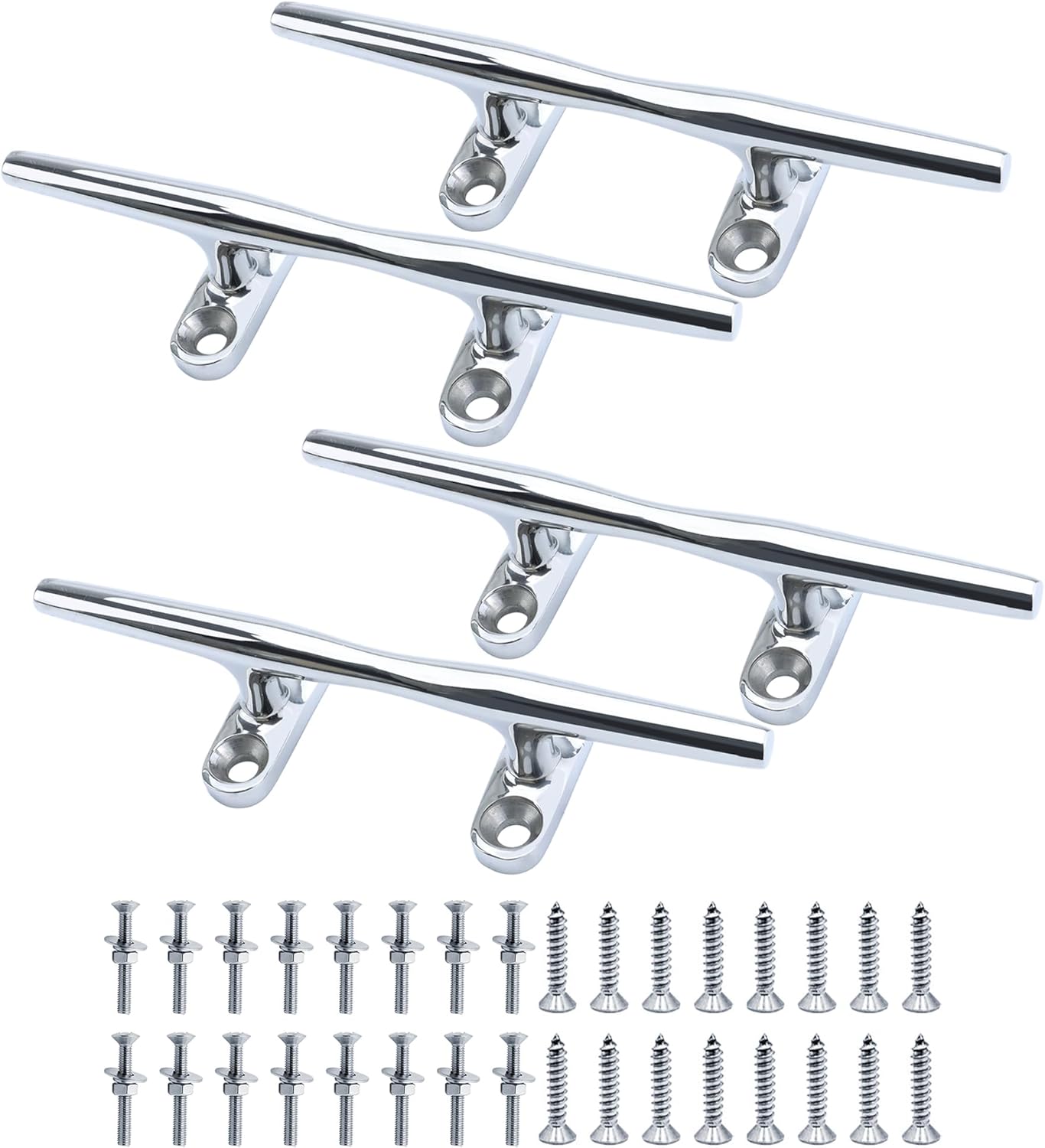 SHENGHUISS Boat Cleat 316 Stainless Steel Open Base Boat Dock Cleats（4"/5"/6"/8"/10"/12"） Silver/Gold for Boat, Dock, Kayaks, Nautical Decor ect