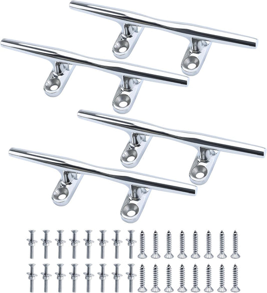 SHENGHUISS Boat Cleat 316 Stainless Steel Open Base Boat Dock Cleats（4"/5"/6"/8"/10"/12"） Silver/Gold for Boat, Dock, Kayaks, Nautical Decor ect