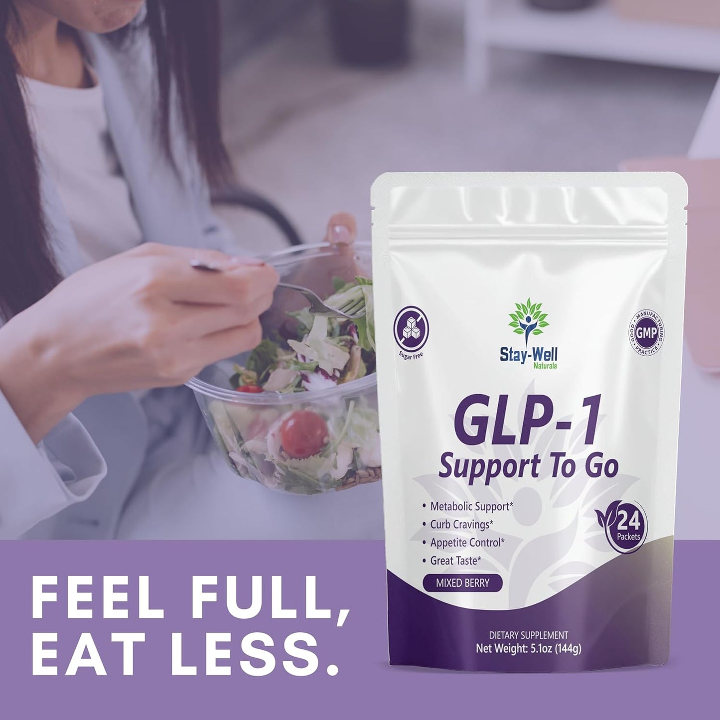 GLP-1 Supplement | Natural GLP-1 Production | GLP 1 Booster Drink Mix to Control Appetite and Cravings | Great Tasting Metabolic Support - Yerba Mate, Garcinia Cambogia, Berberine [Mixed Berry]