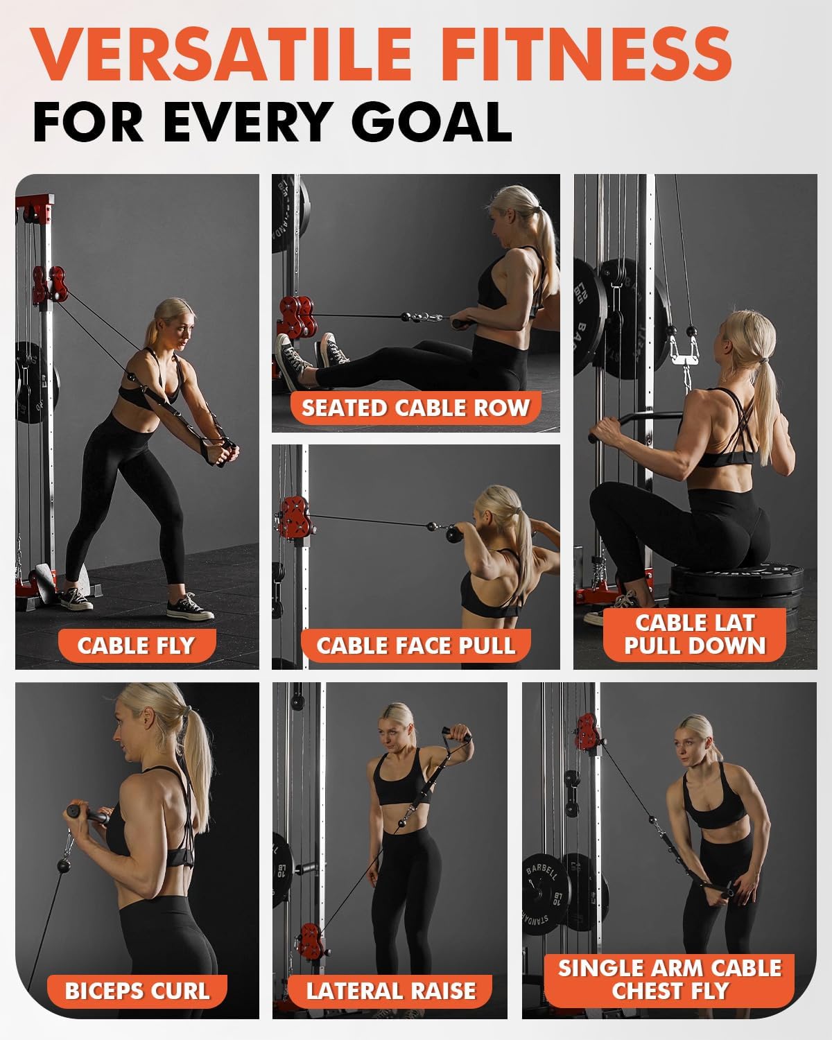 Mikolo Wall Mount Cable Station, Cable Crossover Machine with Dual Pulley System and 18 Adjustable Positions for Home Gym Fitness Equipment