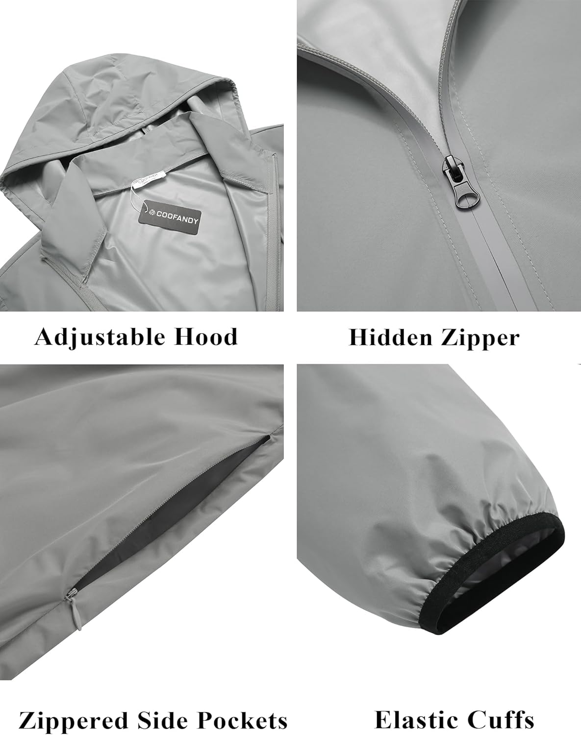 COOFANDY Men's Packable Rain Jacket Lightweight Waterproof Raincoat with Hood Travel Hiking Golf Windbreaker