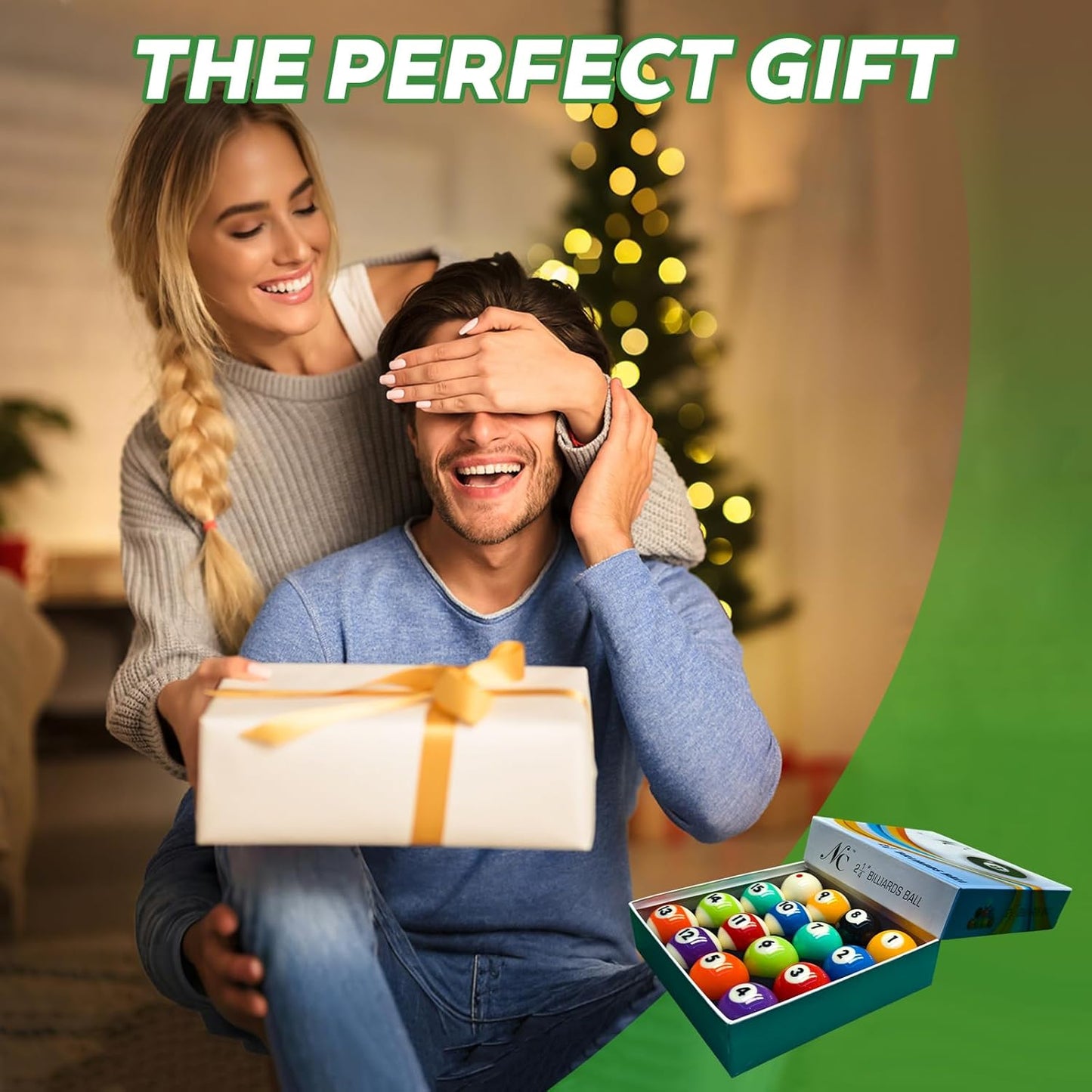 Billiard Balls Set, Deluxe 2-1/4" Regulation Size Billiard Pool Balls for Replacement (16 Resin Balls)