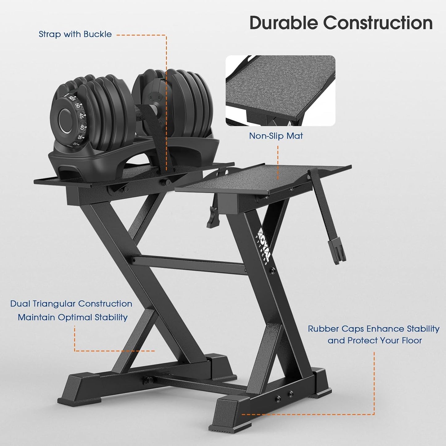 Adjustable Dumbbell Rack Weight Rack Heavy Duty, Home Gym Dumbbell Storage Stand Holder, Black