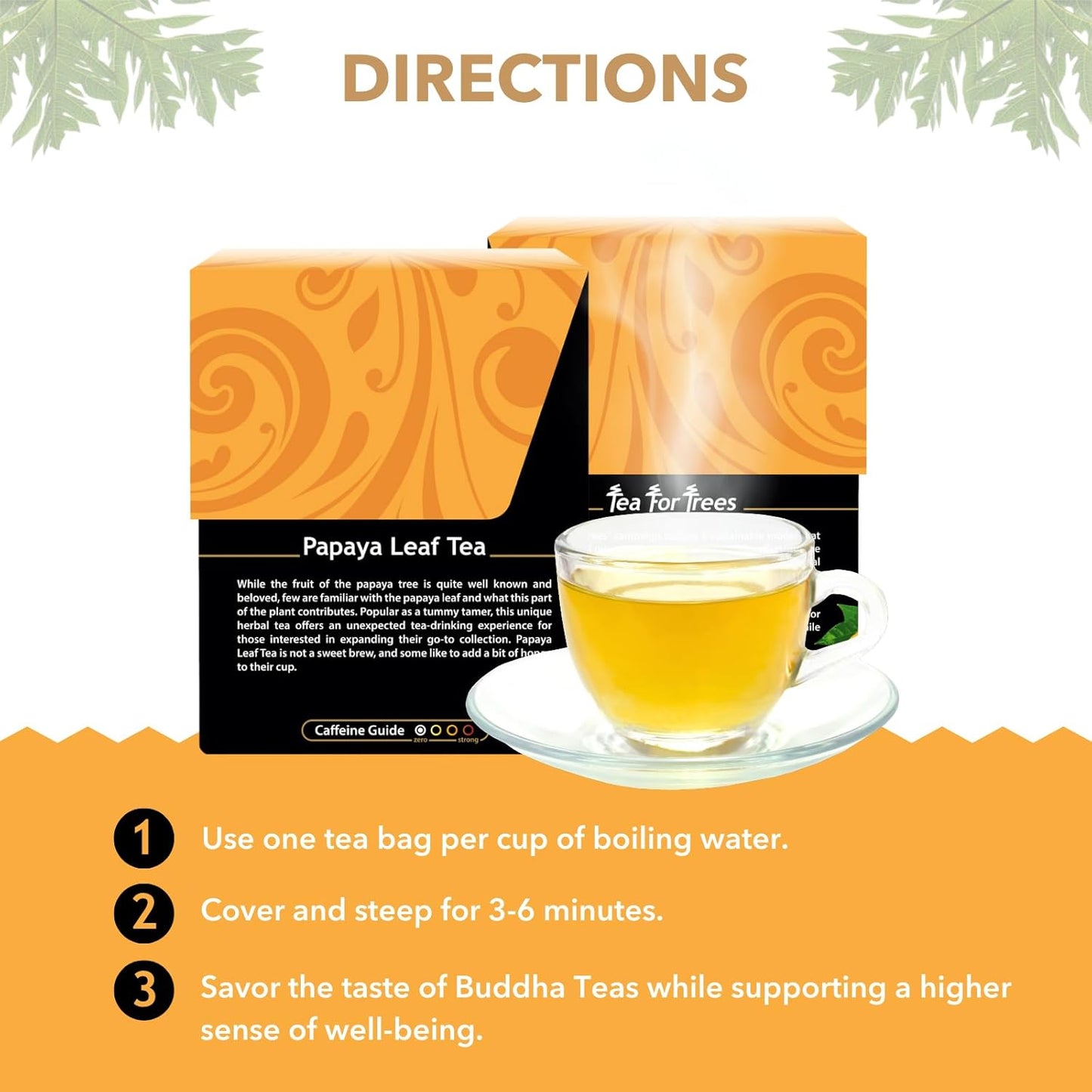Buddha Teas Organic Papaya Leaf Tea - OU Kosher, USDA Organic, CCOF Organic, 18 Bleach-Free Tea Bags