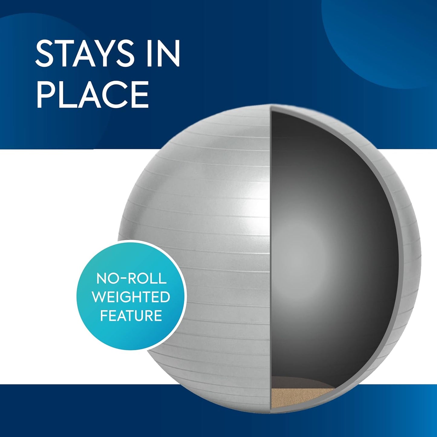 Bouncyband Balance Ball – Create Flexible Seating to Improve Focus at School, Office, or Home with This No-Roll Weighted Ball
