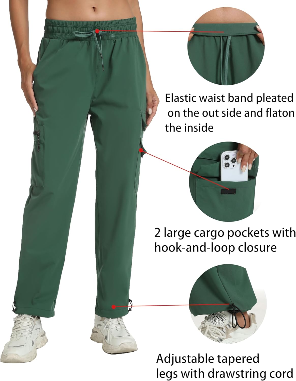 Women's Hiking Pants with Pockets - Travel Lounge Outdoor Quick Drying Lightweight Water Resistant Joggers