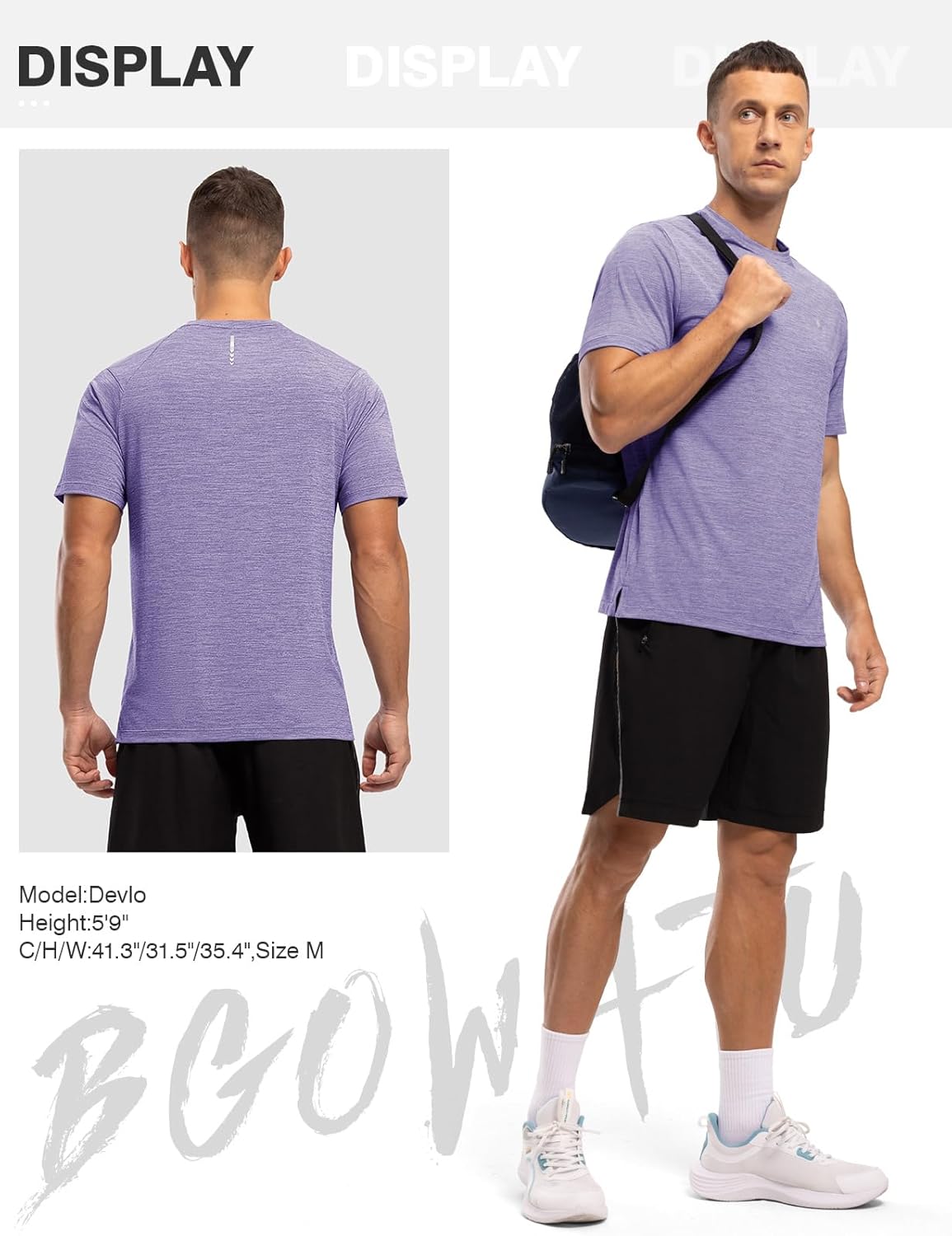 BGOWATU Men's Quick Dry Workout Athletic Shirts Lightweight Tennis Shirts for Men Running Gym Tops