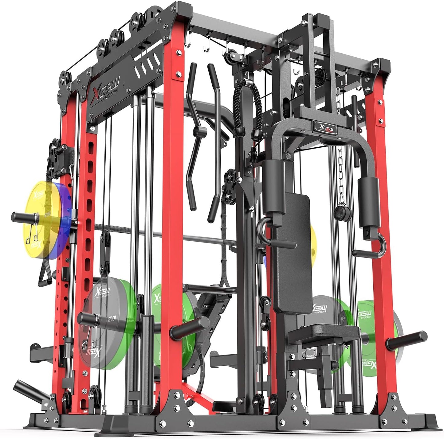 Power Cage,1600lbs Multi-Function Power Rack with Adjustable Cable Crossover System and More Training Attachment, Weight Cage for Home Gym