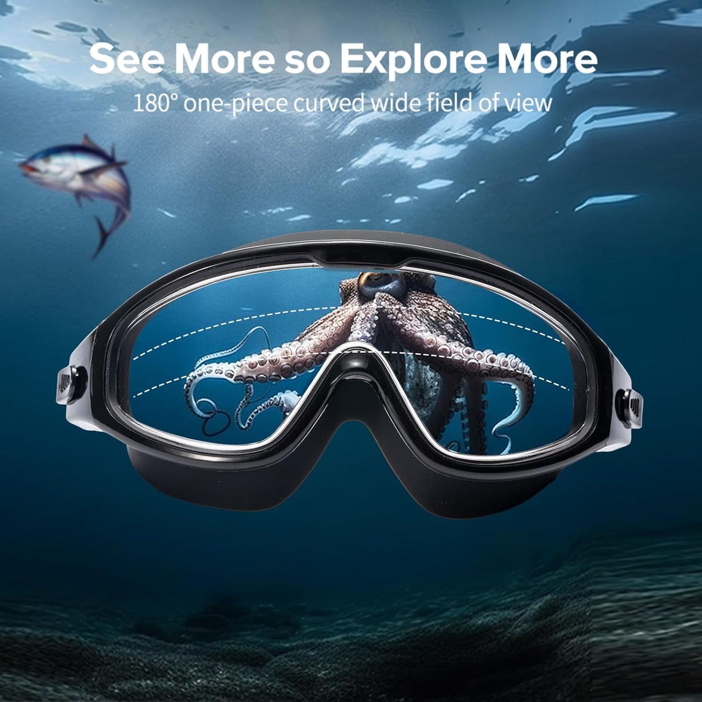 Adult Swimming Goggles,Leak-Proof,Anti-Fog Pool Glasses,Wide View Swim Goggles with Ear Plugs and Nose Clip