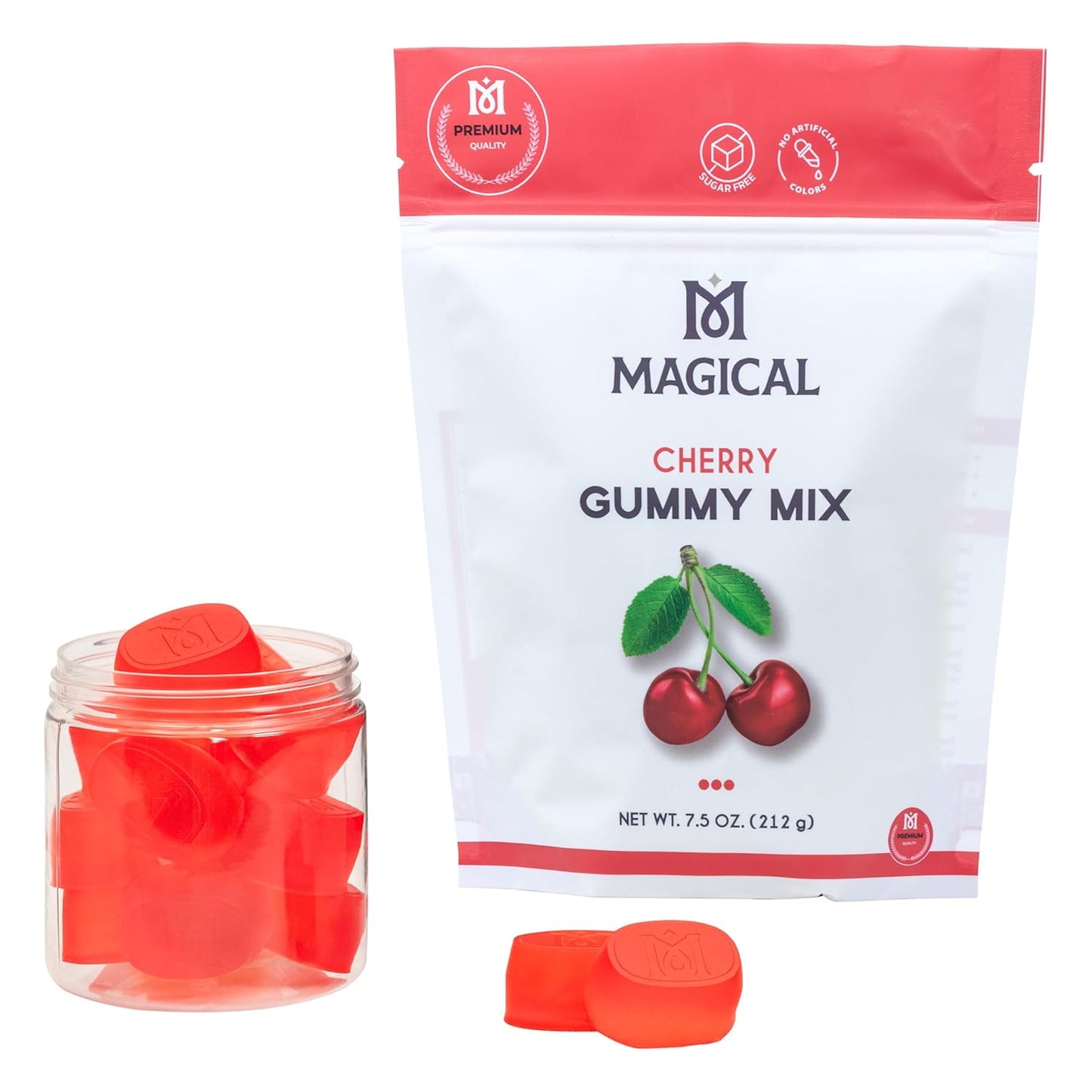 MAGICAL BUTTER Organic Premium Cherry Gummy Mix - Low Calorie Zero Sugar Snacks, Sugar-Free, Healthy Candy for Adults