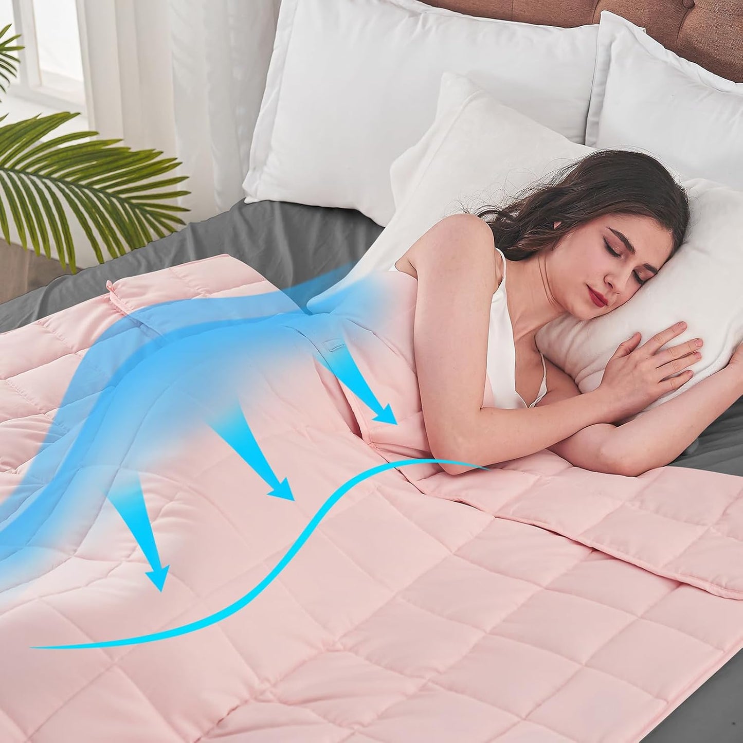 yescool Weighted Blanket for Adults (25 lbs, 88” x 104”, Pink) Cooling Heavy Blanket for Sleeping Perfect for 240-260 lbs, King Size Breathable Blanket with Premium Glass Bead