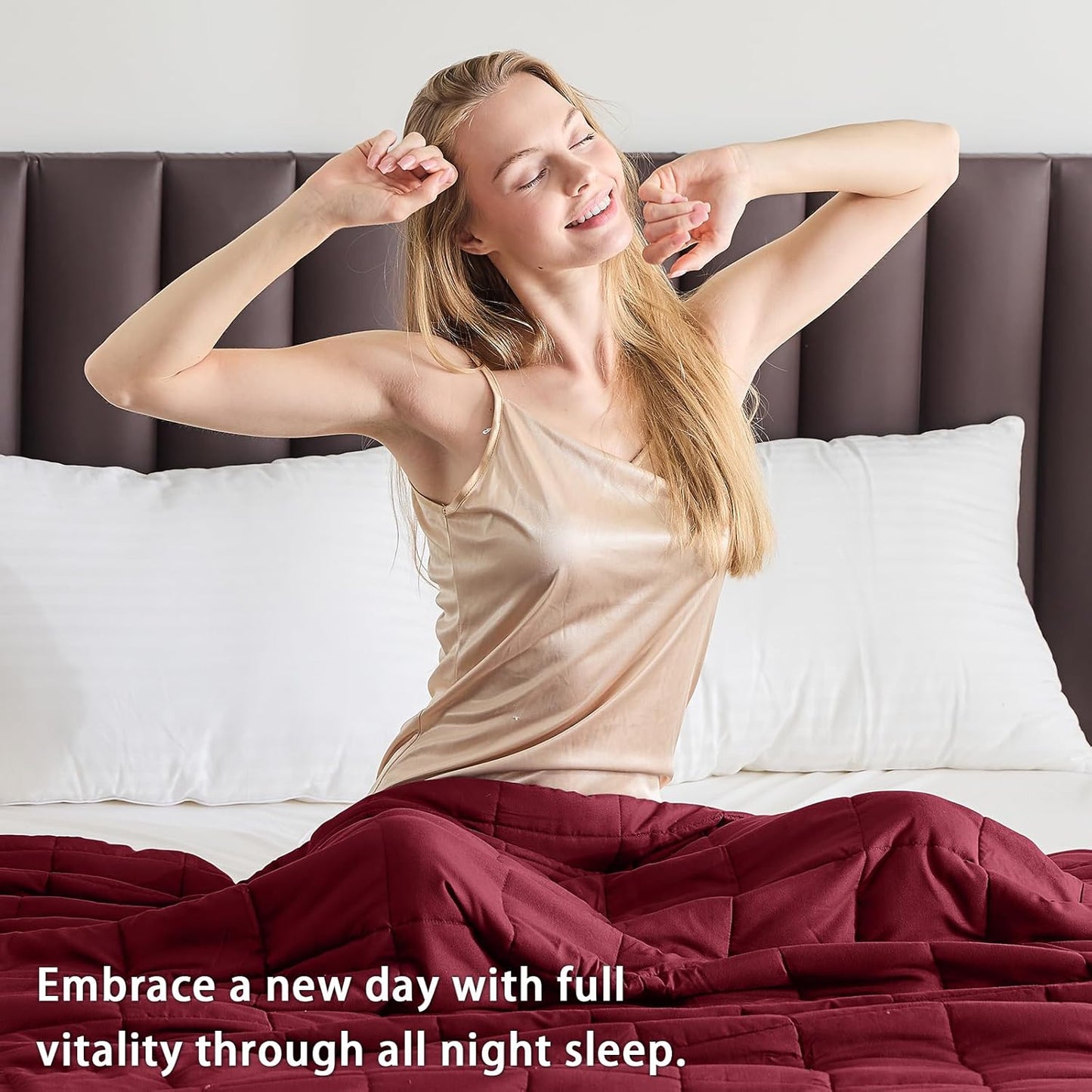 King Size Weighted Blanket for Adults (20 lbs, 80” x 87”, Red Grey) Cooling Heavy Blanket for Sleeping Perfect for 190-210 lbs, Breathable Blanket for Adults & Couple All Season, Machine Washable