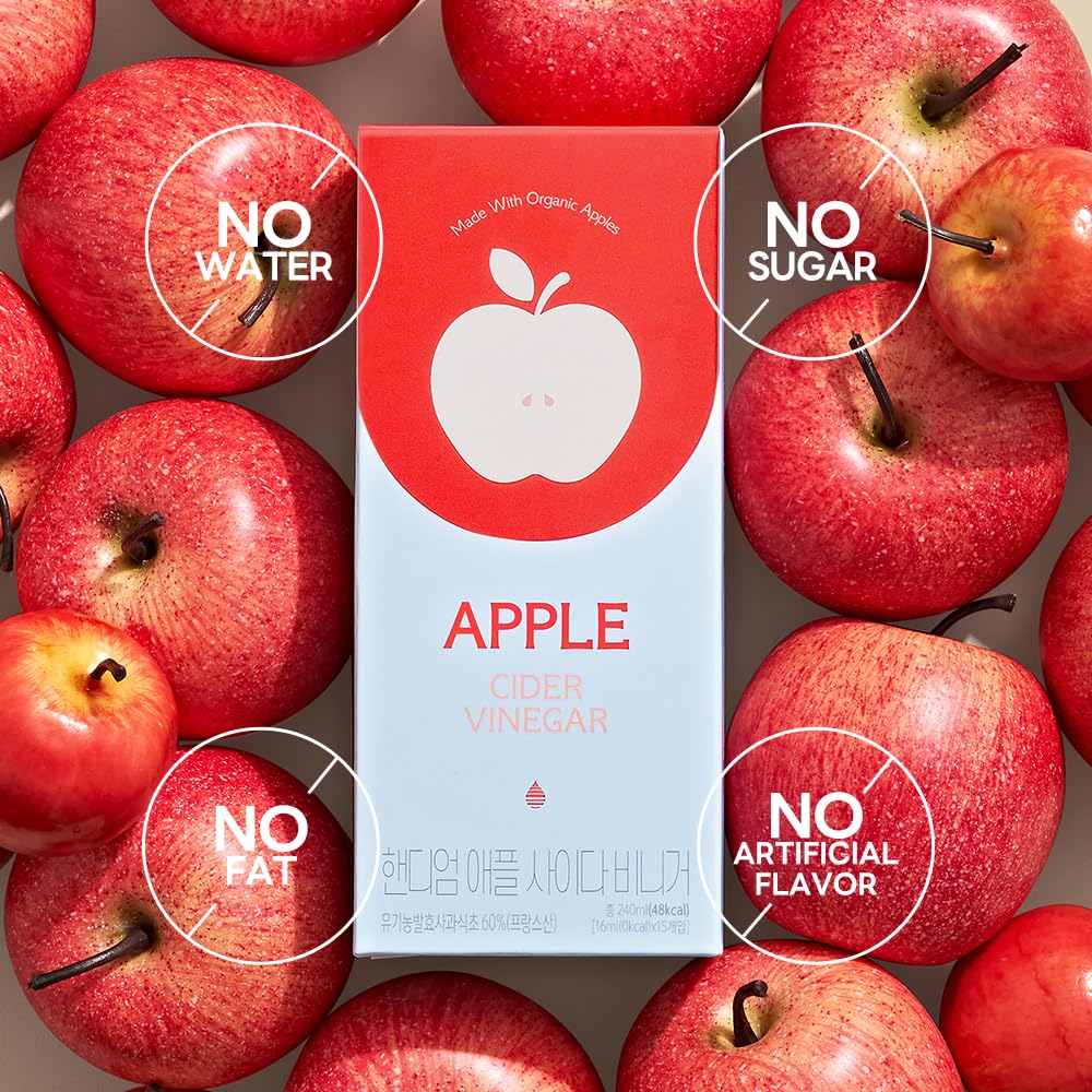 HANDIUM, Apple Cider Vinegar, Liquid Concentrate Stick, Better Taste ACV, No Sugar Added, Low Calorie, Easy to Mix (0.54 Fl Oz, Pack of 15)