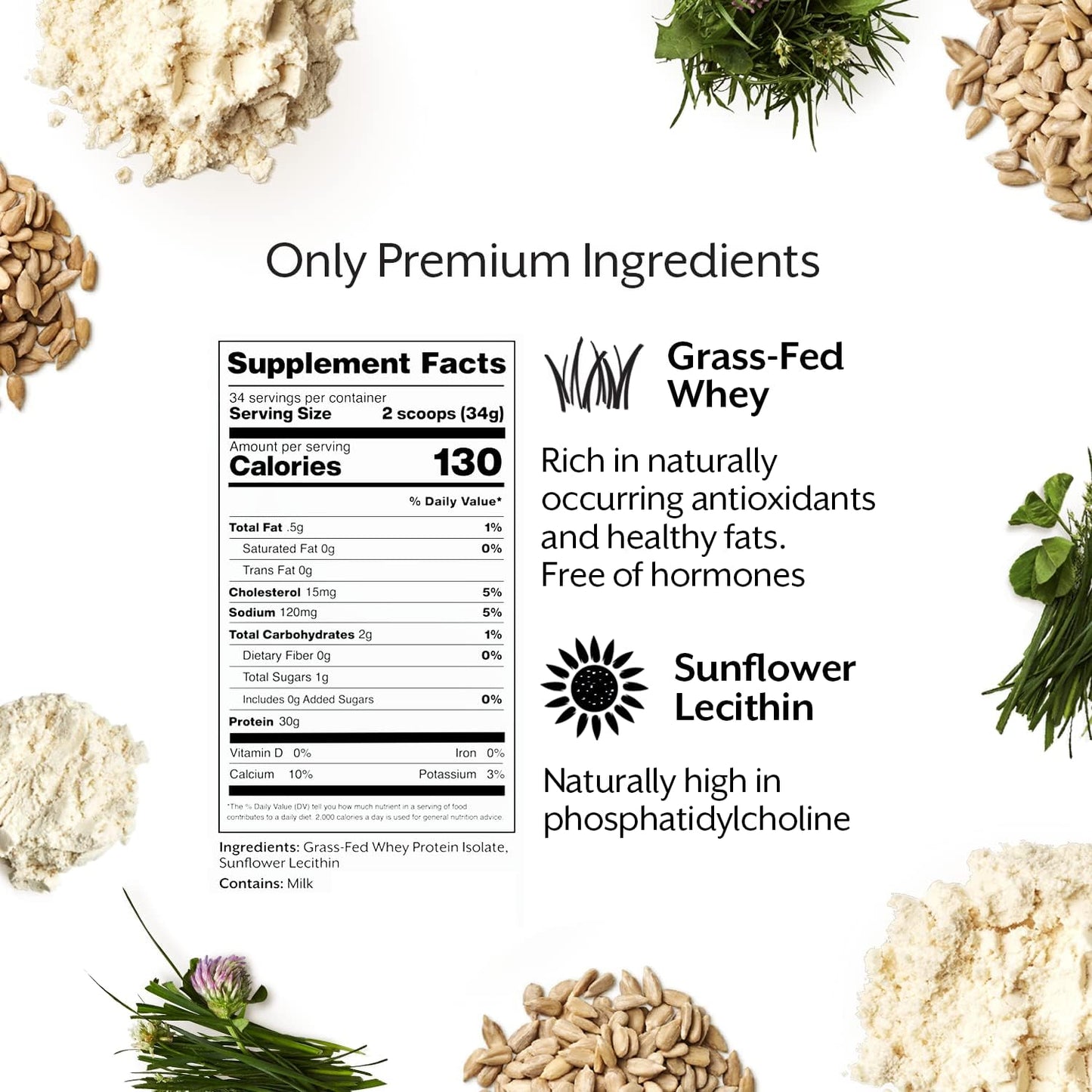 ProMix Nutrition Whey Protein Isolate Powder, 30g Grass Fed Whey Isolate, 6.6g BCAAs, Gluten Free, Keto Friendly, Unflavored - 2.5 Pound (Pack of 1)