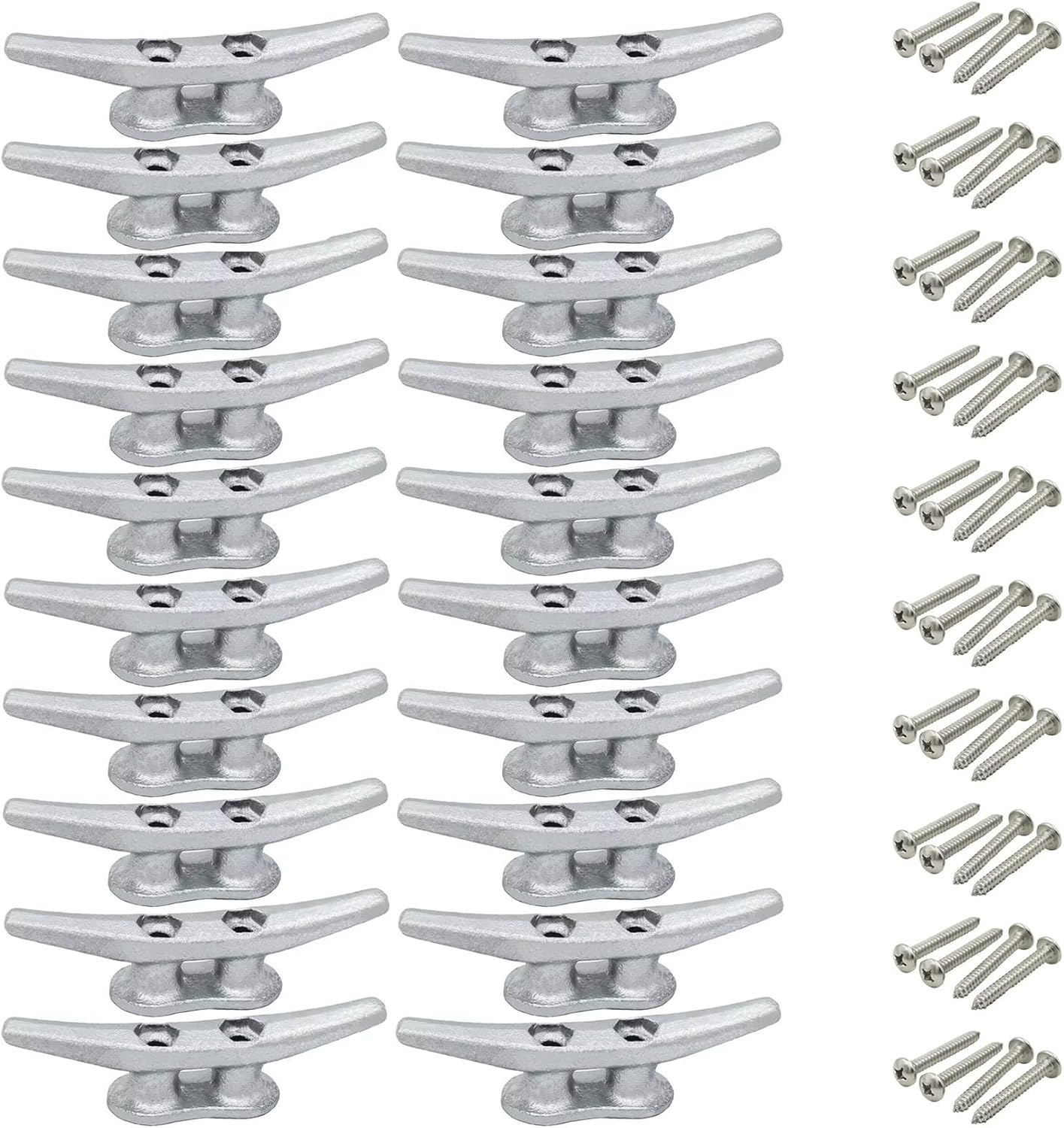 4 inch Dock Cleats 4/6/8/12/16/20/24 Pack,Boat Dock Cleats Rope Cleat Marine Cleats Iron Boat Cleats with Hardware ldeal for Deck,Nautical Decor,Cleats for Boat Dock,Boat Tie Down Cleats