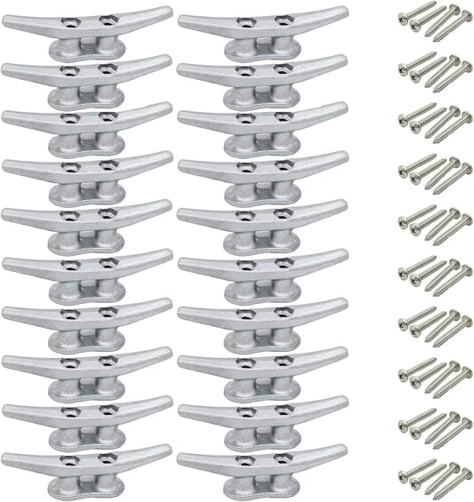 4 inch Dock Cleats 4/6/8/12/16/20/24 Pack,Boat Dock Cleats Rope Cleat Marine Cleats Iron Boat Cleats with Hardware ldeal for Deck,Nautical Decor,Cleats for Boat Dock,Boat Tie Down Cleats