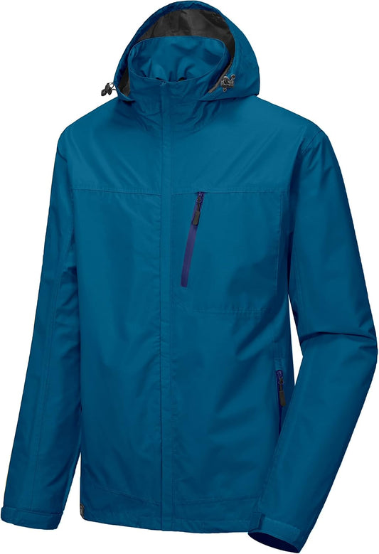 Little Donkey Andy Men's Waterproof Rain Jacket Outdoor Lightweight Hooded Raincoat for Hiking Golf Travel Fishing