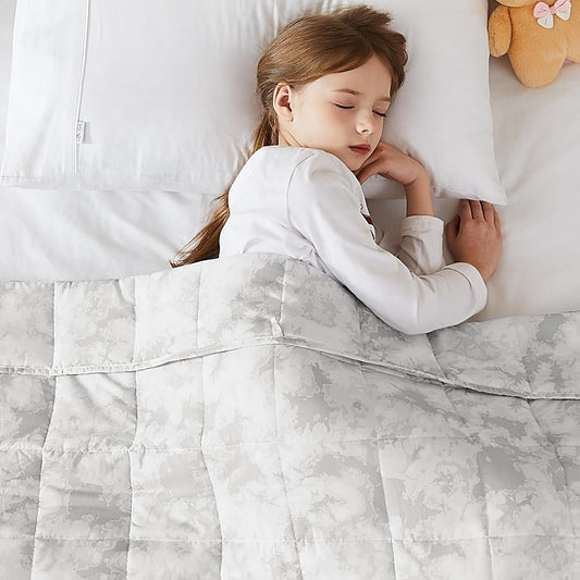 L'AGRATY Weighted Blanket - 40"x60" 7lbs Cooling Breathable Microfiber Material with Glass Beads Small Blanket for All-Season Summer Fall Winter Soft Thick