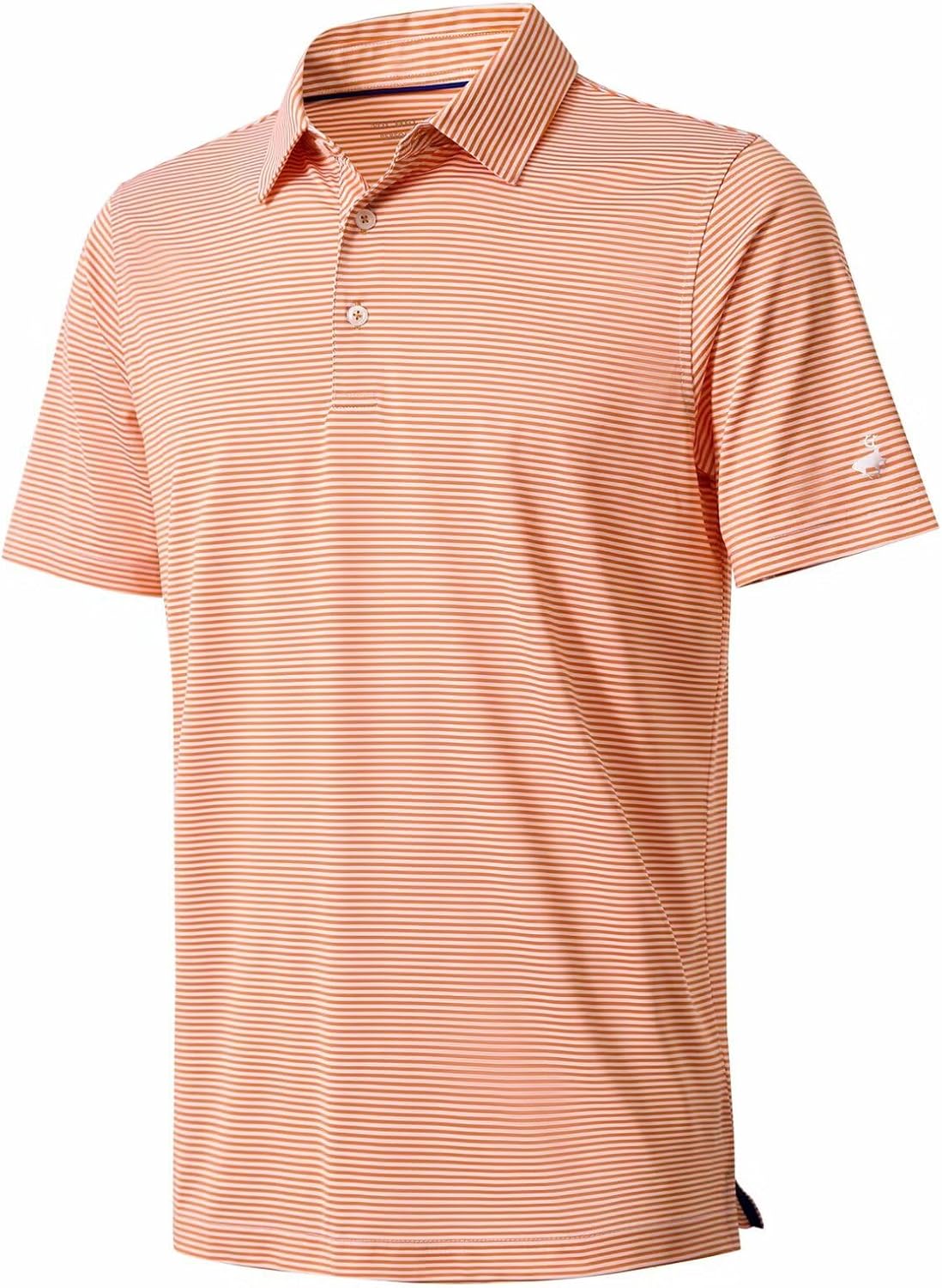 Mens Golf Shirt Moisture Wicking Dry Fit Performance Sport Short Sleeve Striped Golf Polo Shirts for Men